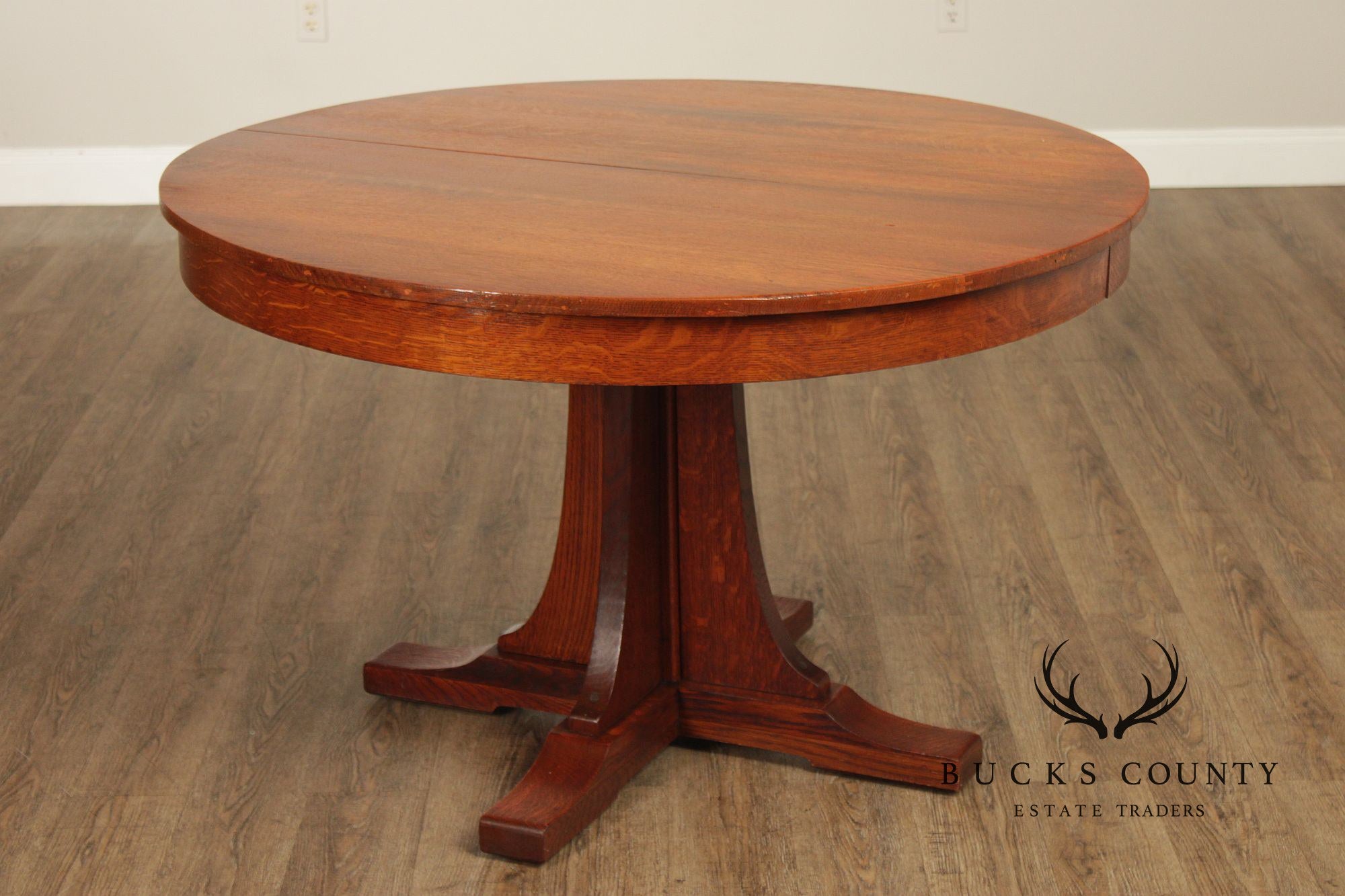 Antique L. & J.G. Stickley Mission Oak Round Dining Table