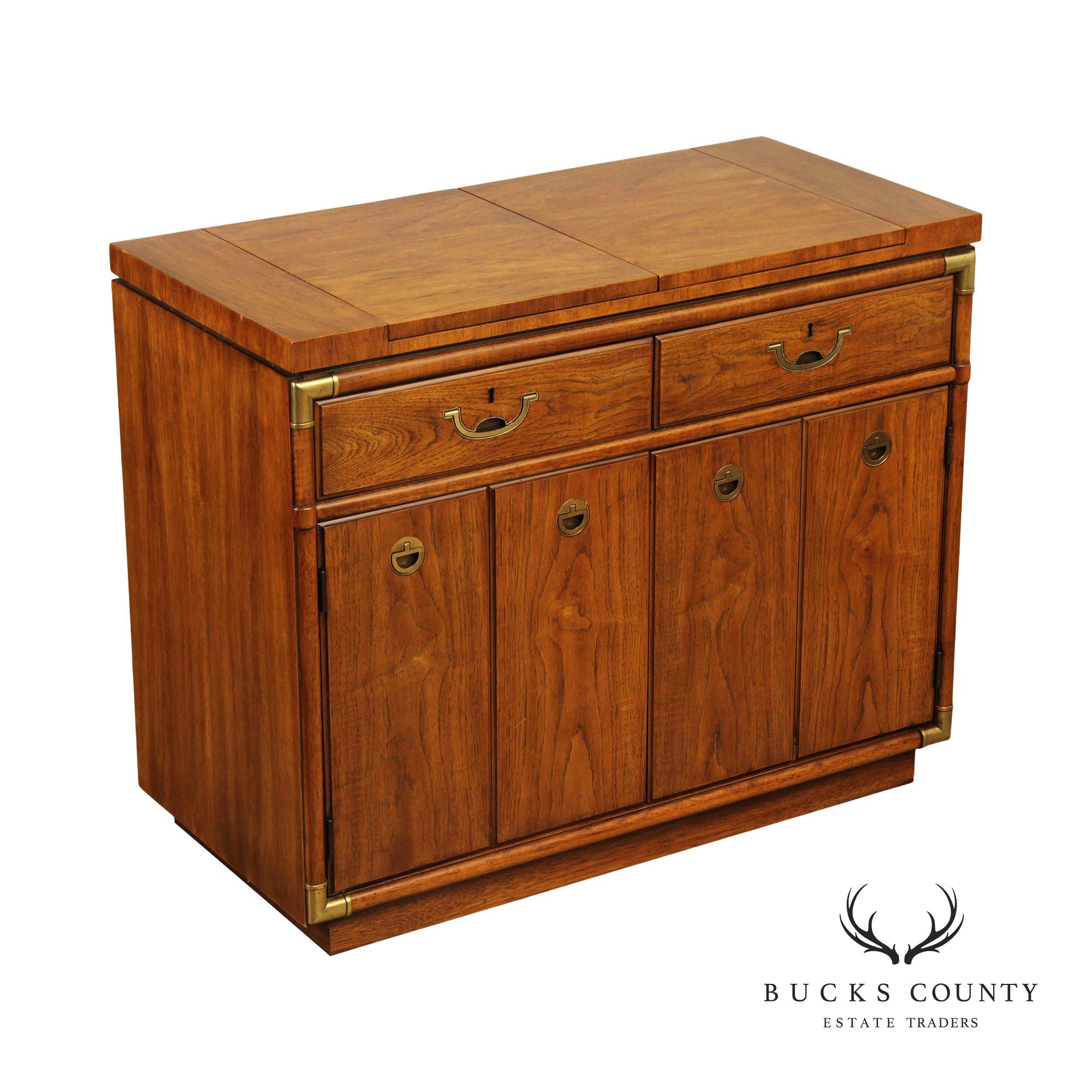 Drexel Heritage 'Accolade' Campaign Style Walnut Flip Top Server