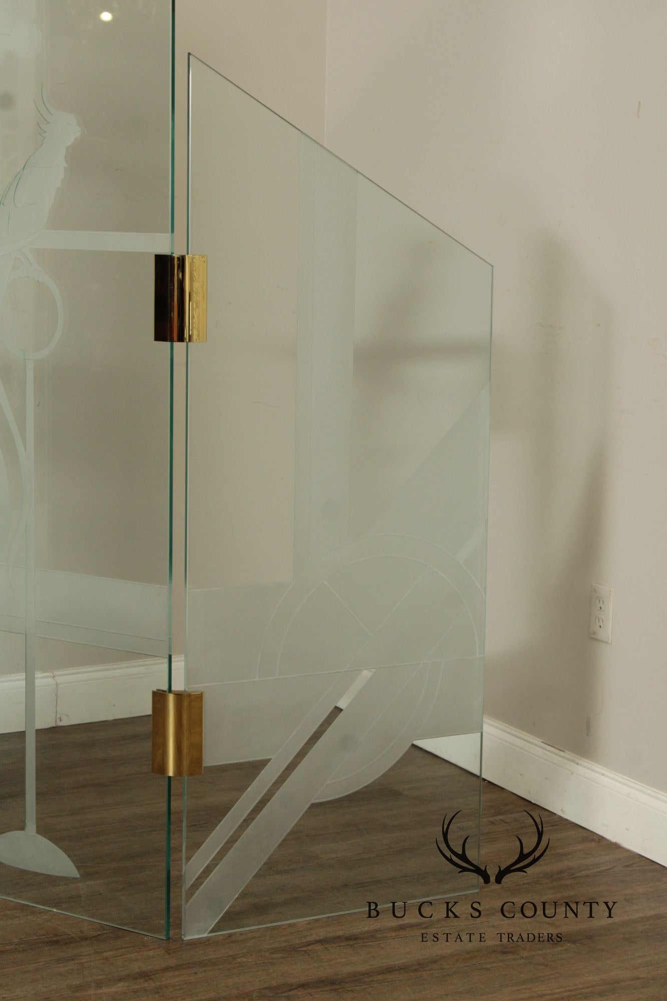 1980's Art Deco Style Glass Four-Panel Room Divider