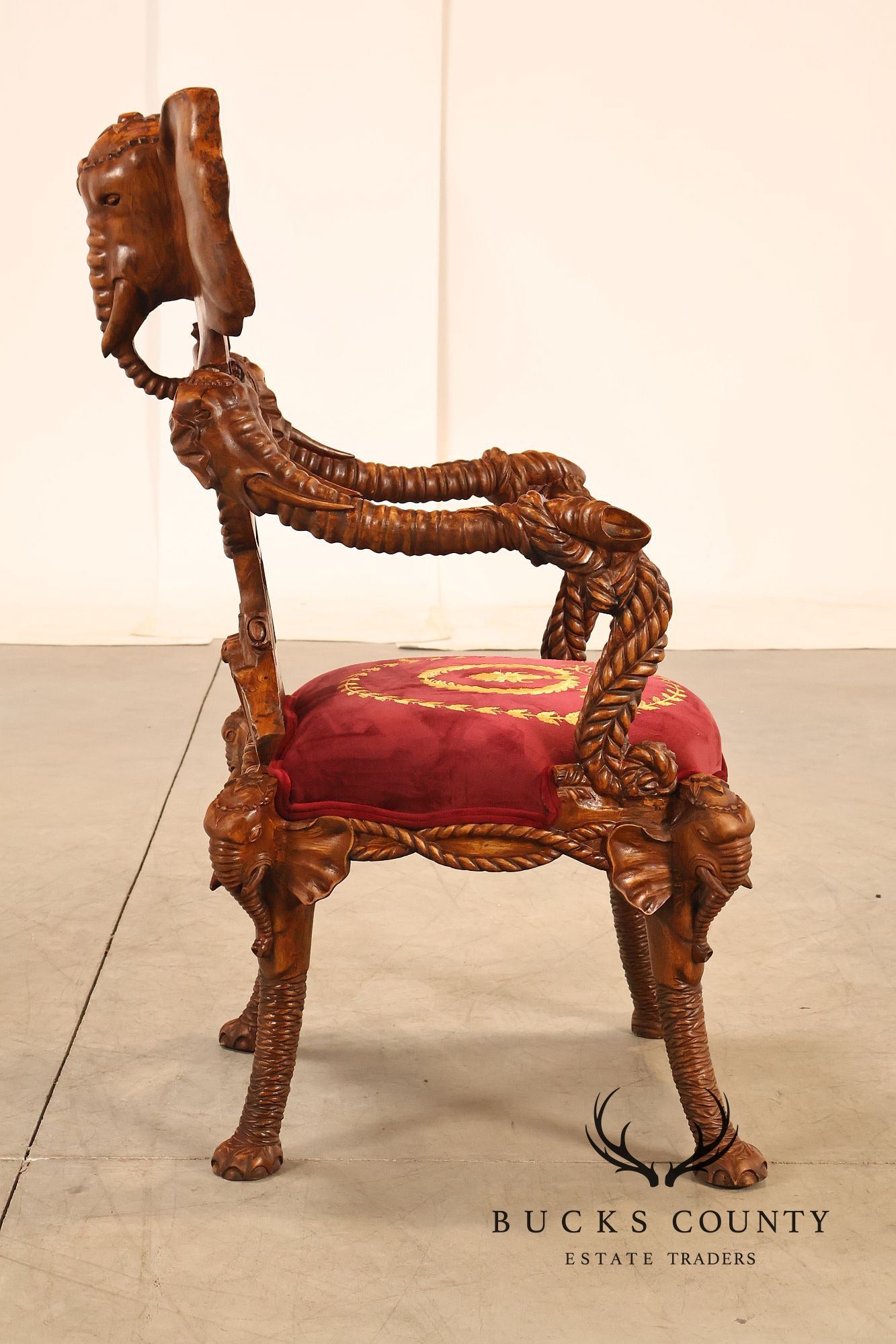 Anglo-Indian Set Of Four Carved Elephant Armchairs
