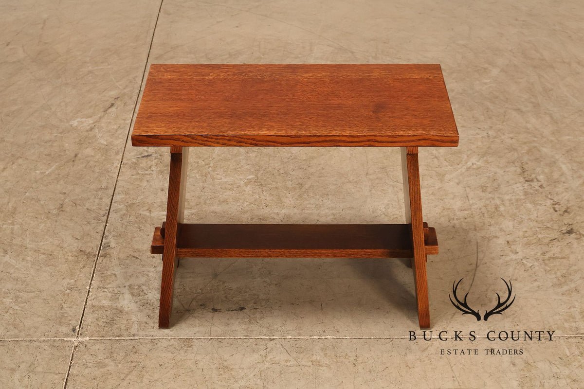 Stickley Mission Collection Pair Of Oak Gustav Stickley Fireside Stools