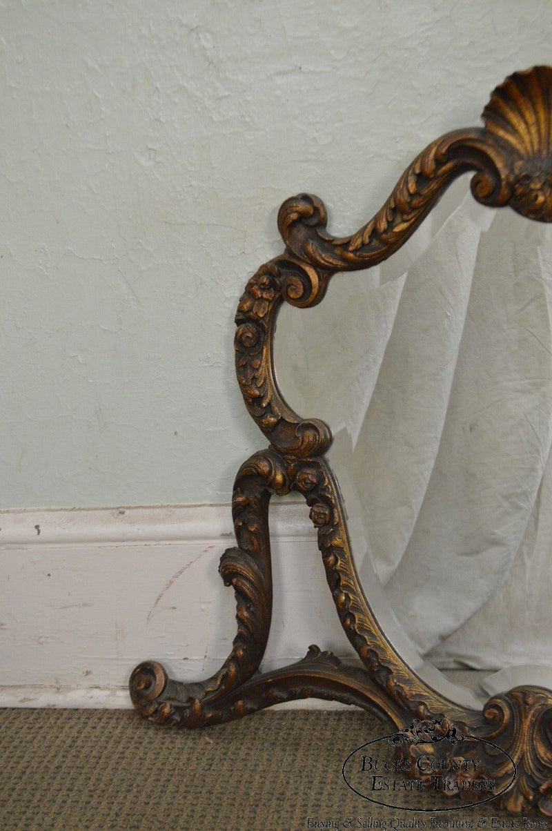 1920s Rococo Gilt Wood Carved Vanity Mirror