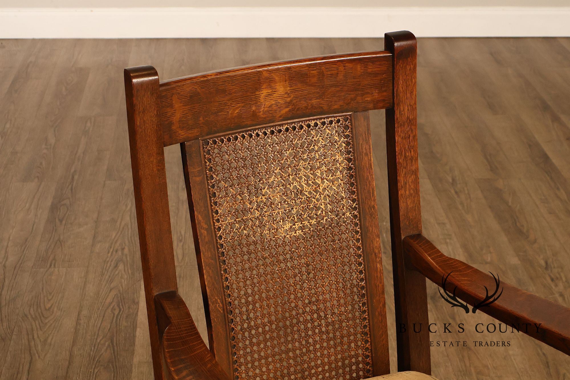 Rittercraft Arts & Crafts Cane Back Oak Armchair