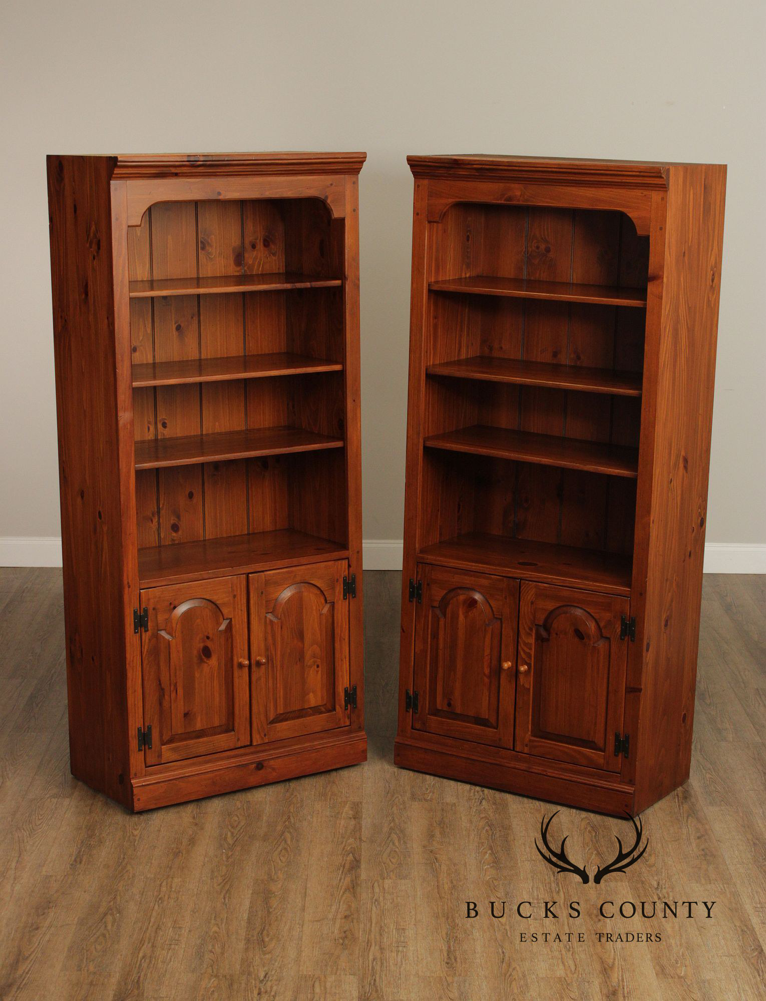 Ethan Allen 'Country Craftsman' Pair of Pine Bookcases