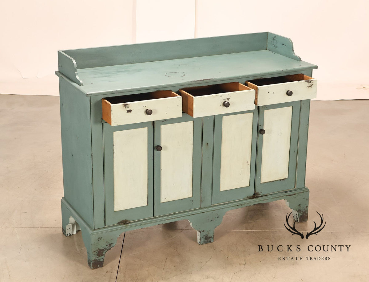 John Edward Pavlik Custom Painted Country Four-Door Sideboard Cabinet