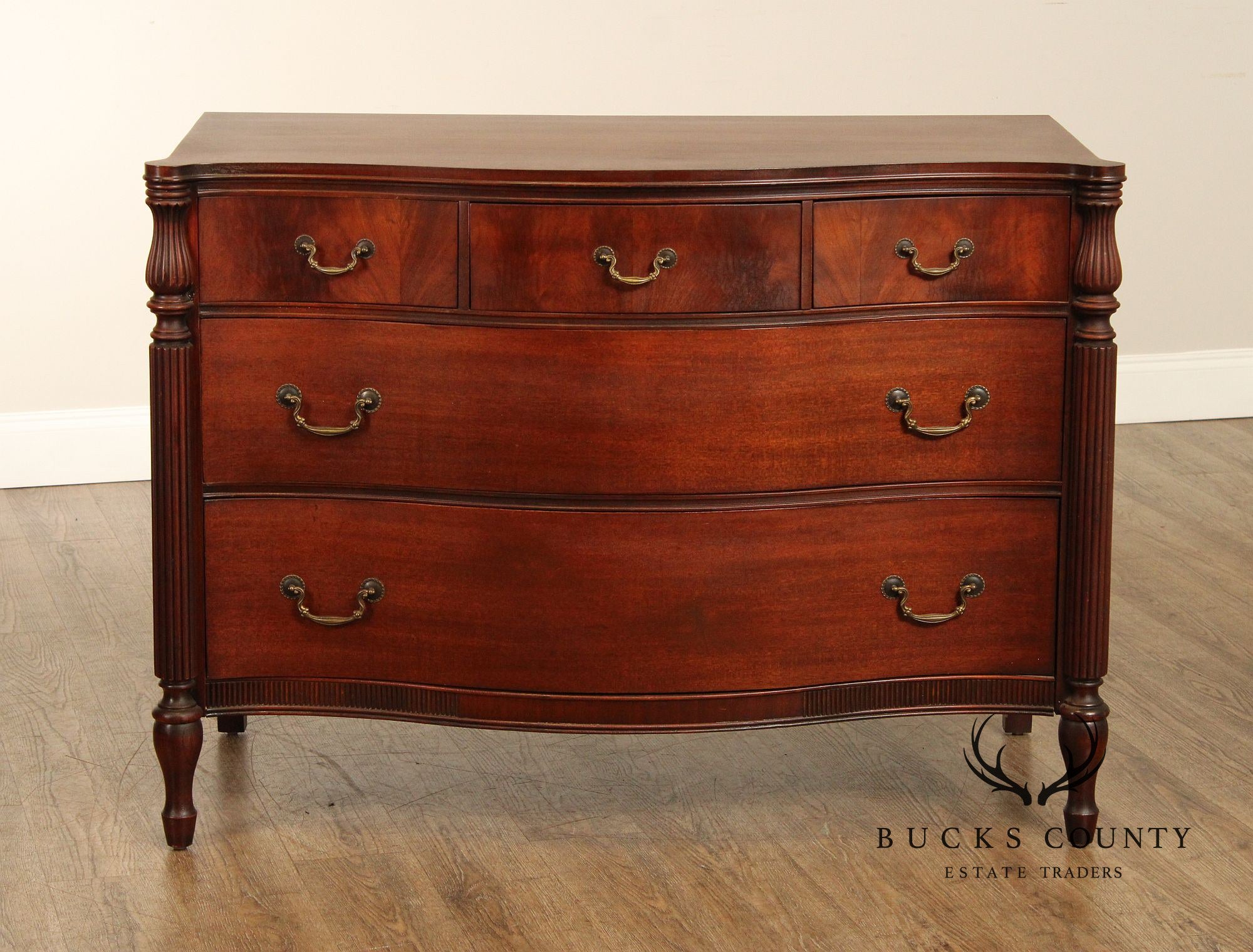 1940's Vintage Mahogany Serpentine Chest of Drawers