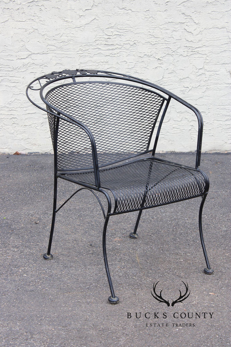 Vintage Wrought Iron Set of Five Outdoor Patio Dining Chairs
