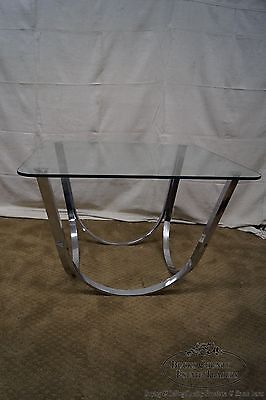 Roger Sprunger Dunbar Style Mid Century Arched Chrome Glass Top Coffee Table