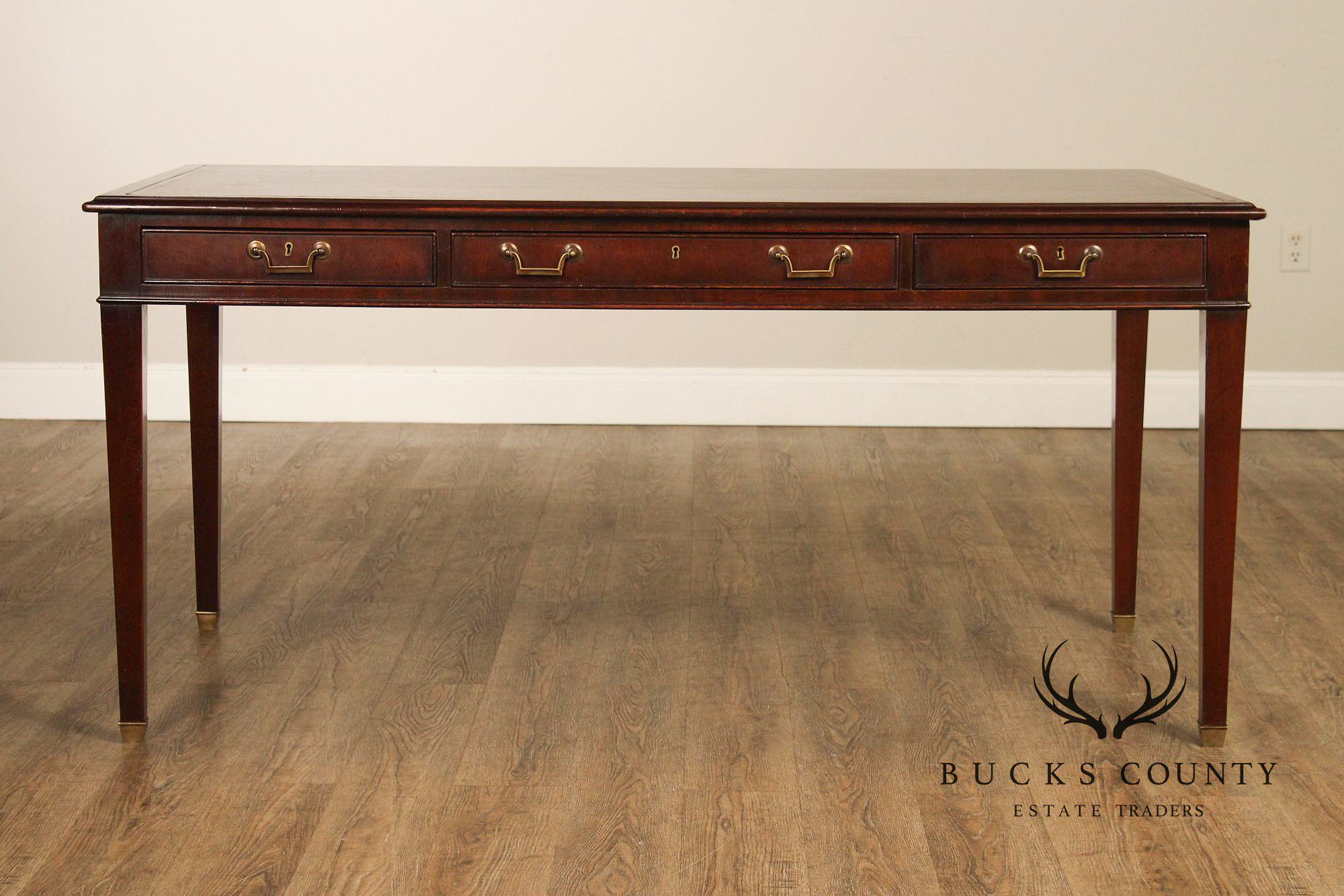 Regency Style Vintage Leather Top Mahogany Writing Desk