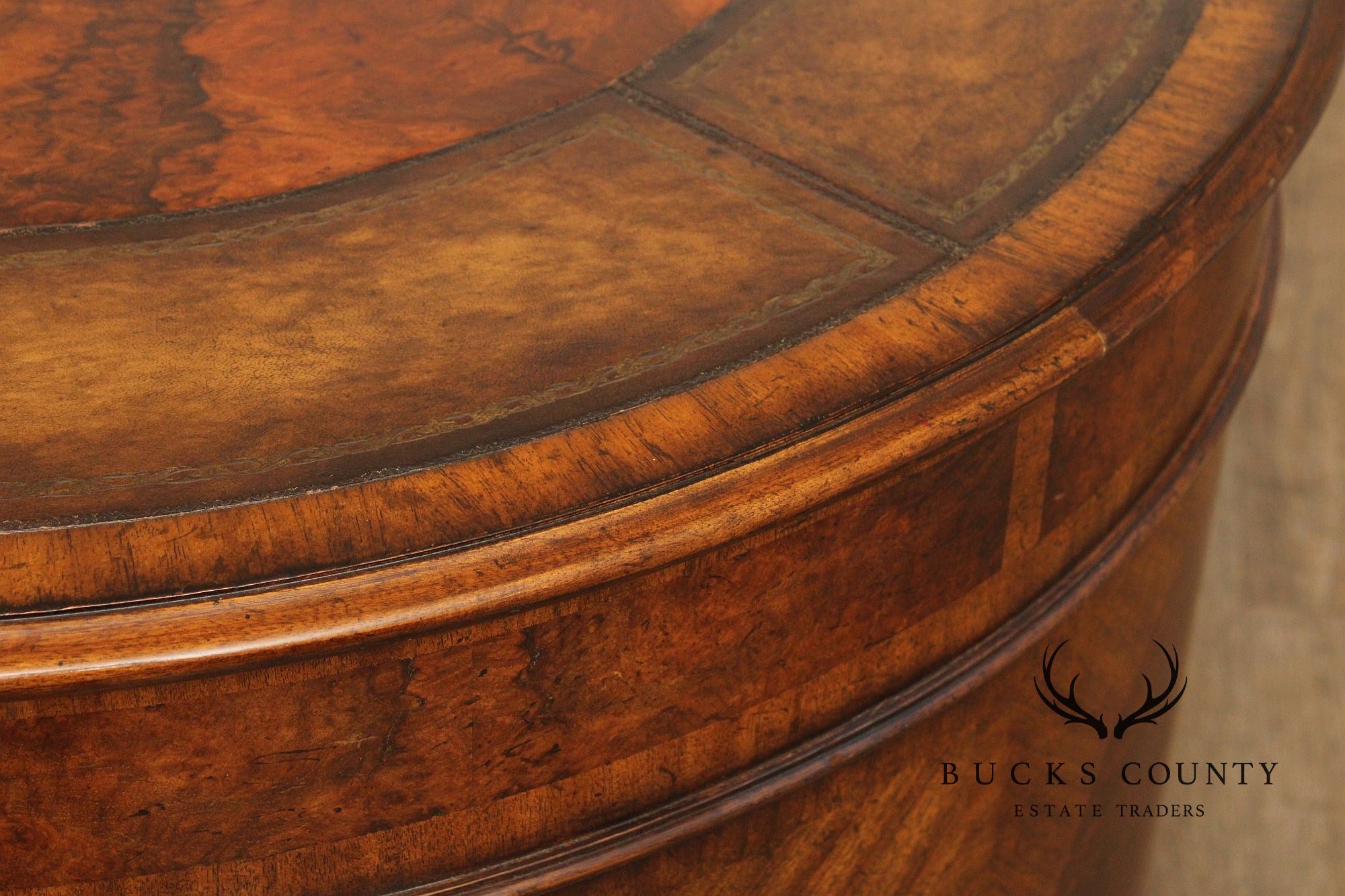 Maitland Smith Leather-Top Oval Partner's Desk