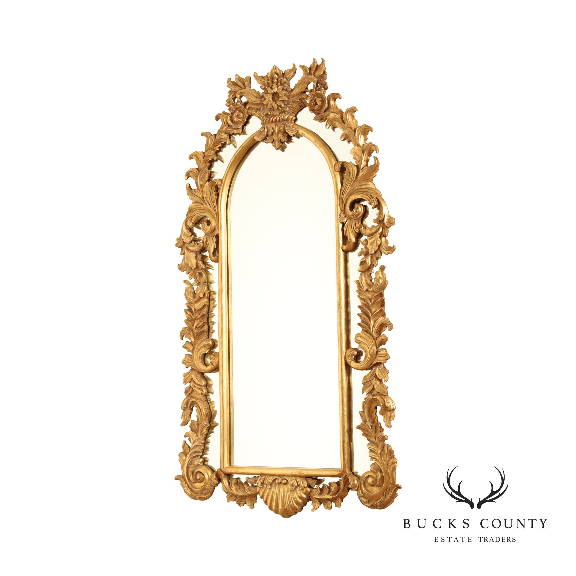 French Rococo Style Carved Giltwood Wall Mirror