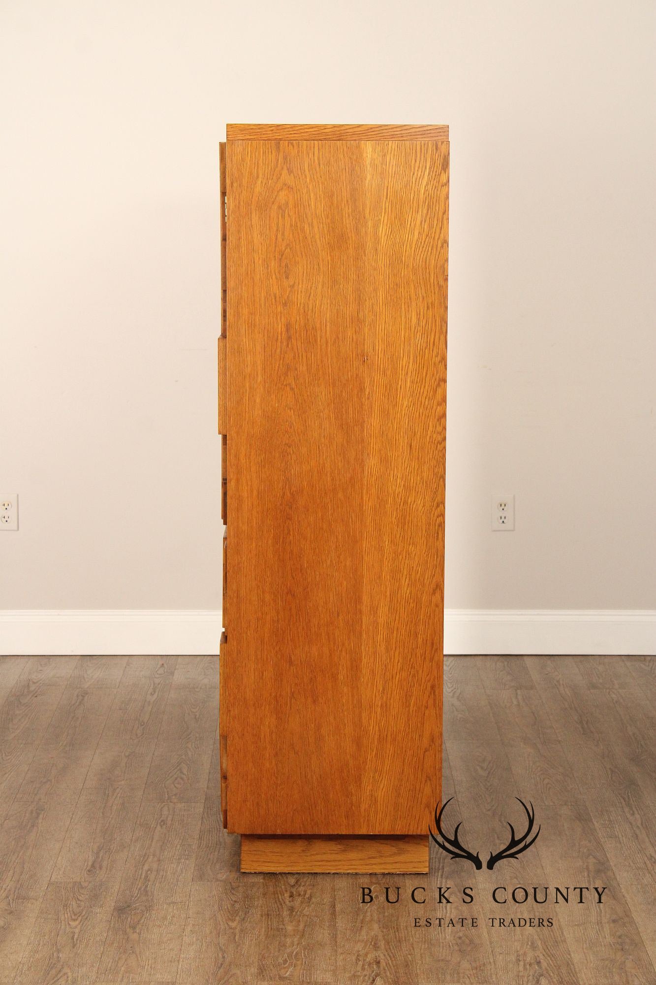 Lane Mid Century Modern Brutalist Oak Armoire