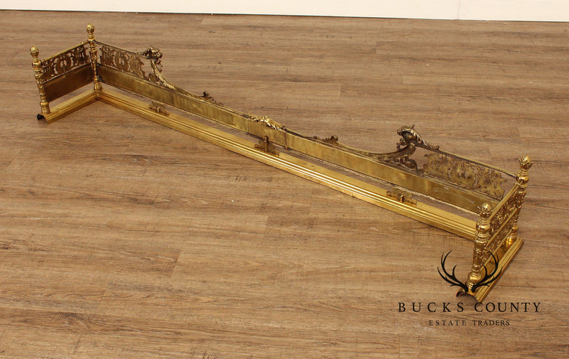 French Louis XV Style Gilt Brass Fireplace Fender
