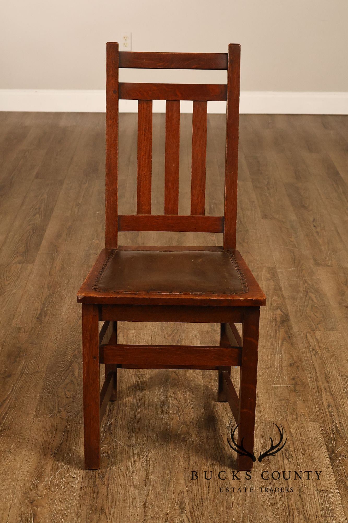 Antique Limbert Set Of 6 Arts & Crafts Oak Dining Chairs