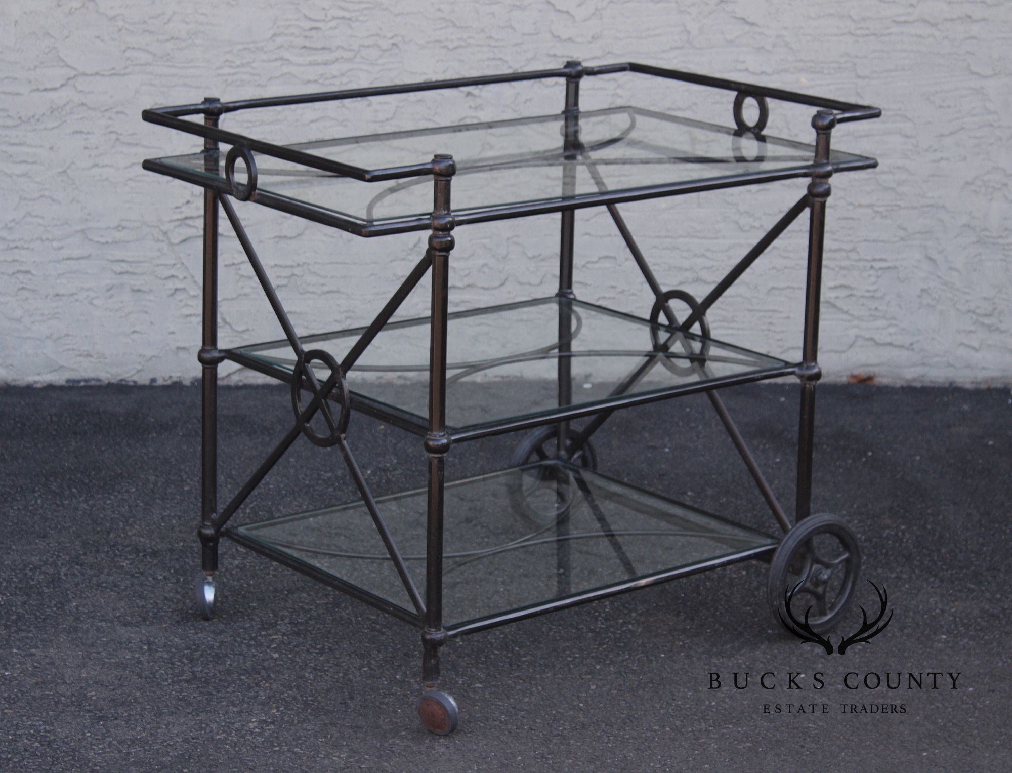 Woodard Delphi Three-Tier Patio Serving Bar Cart