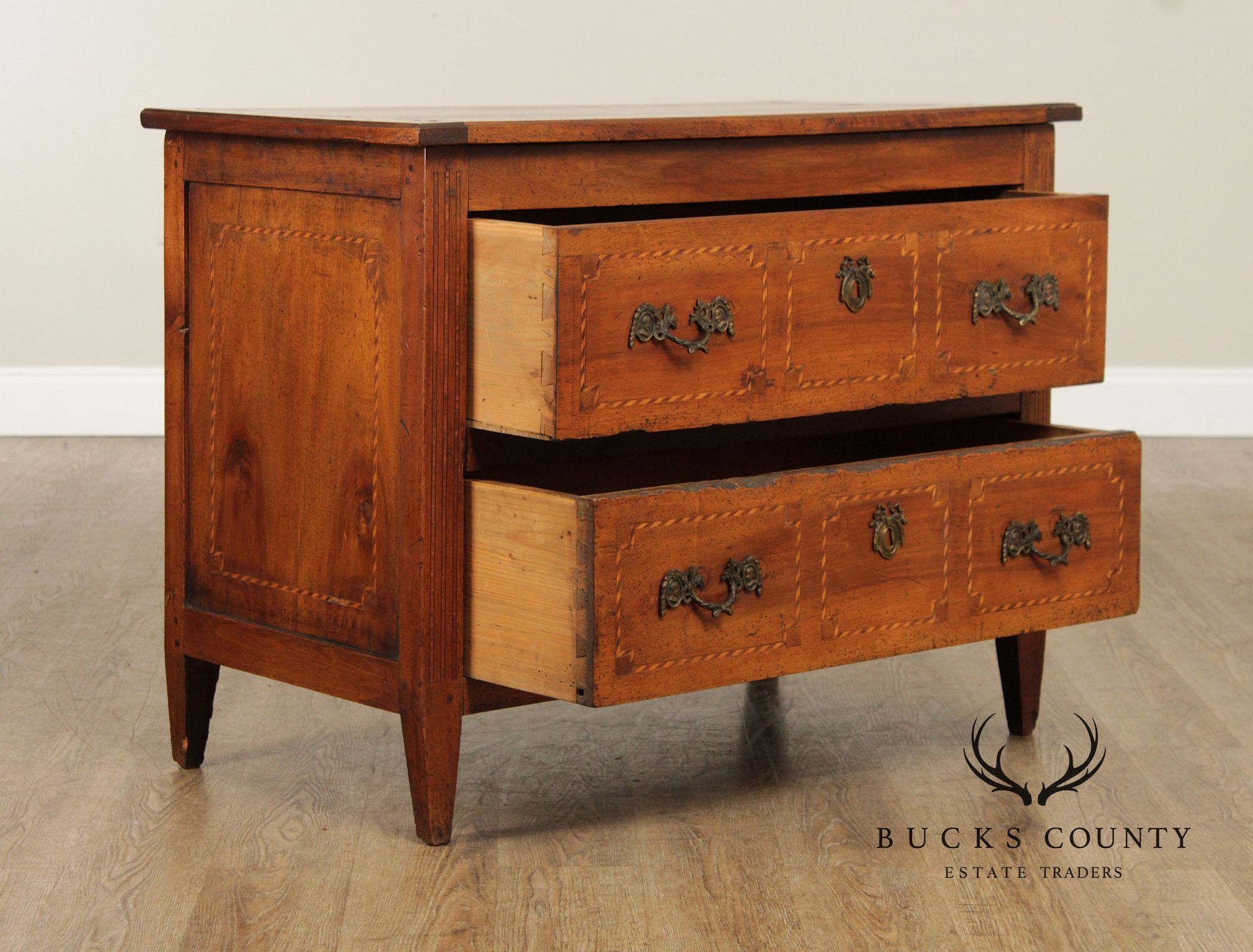 Antique 18th Century French Louis XVI Inlaid Walnut Commode