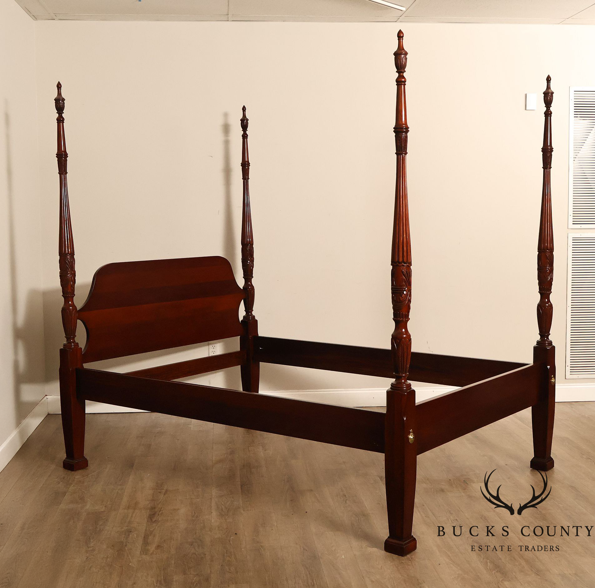 Lexington Queen Size Solid Mahogany Rice Carved Poster Bed