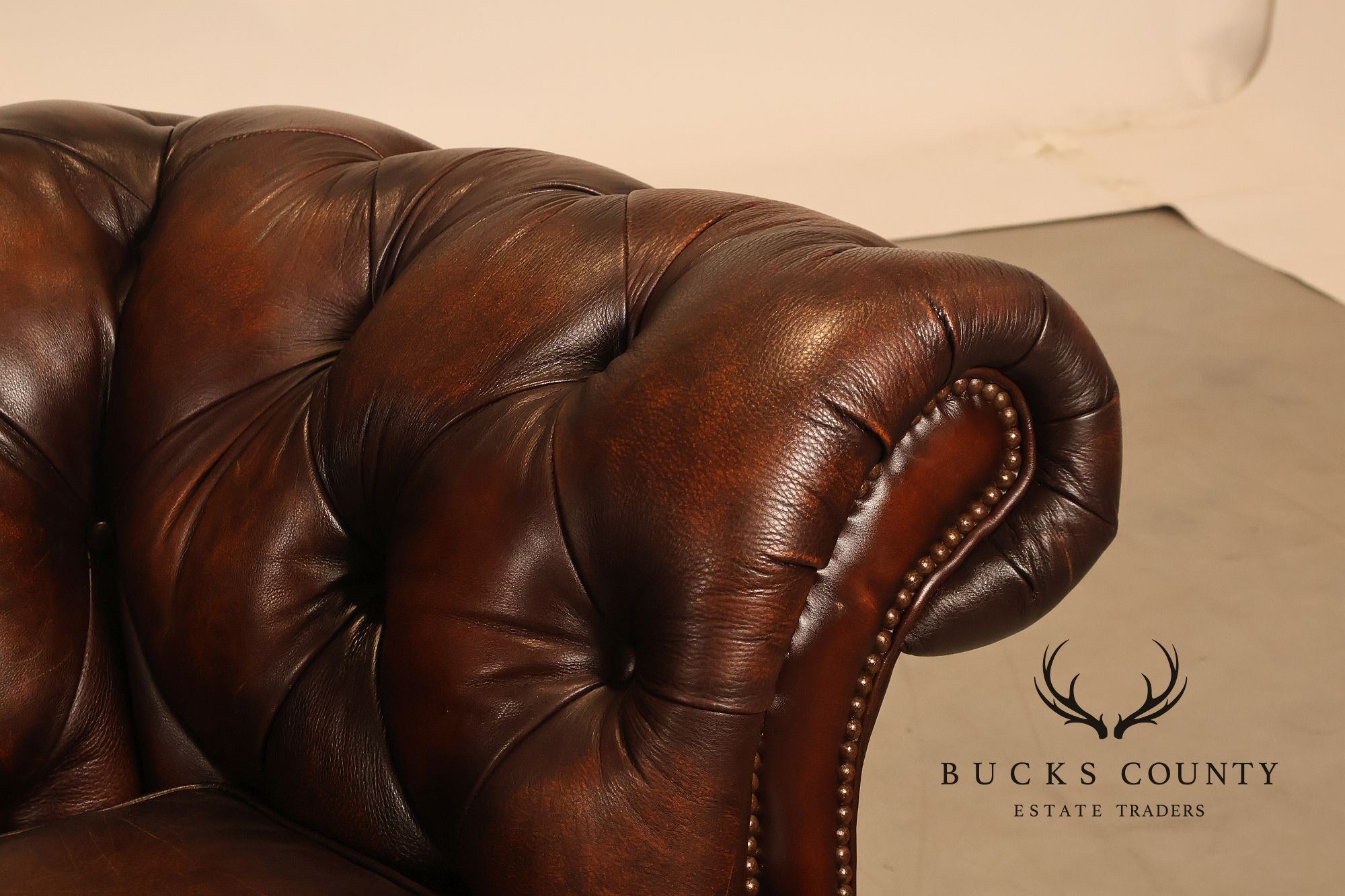 Randall Allen Tufted Leather Chesterfield Sofa
