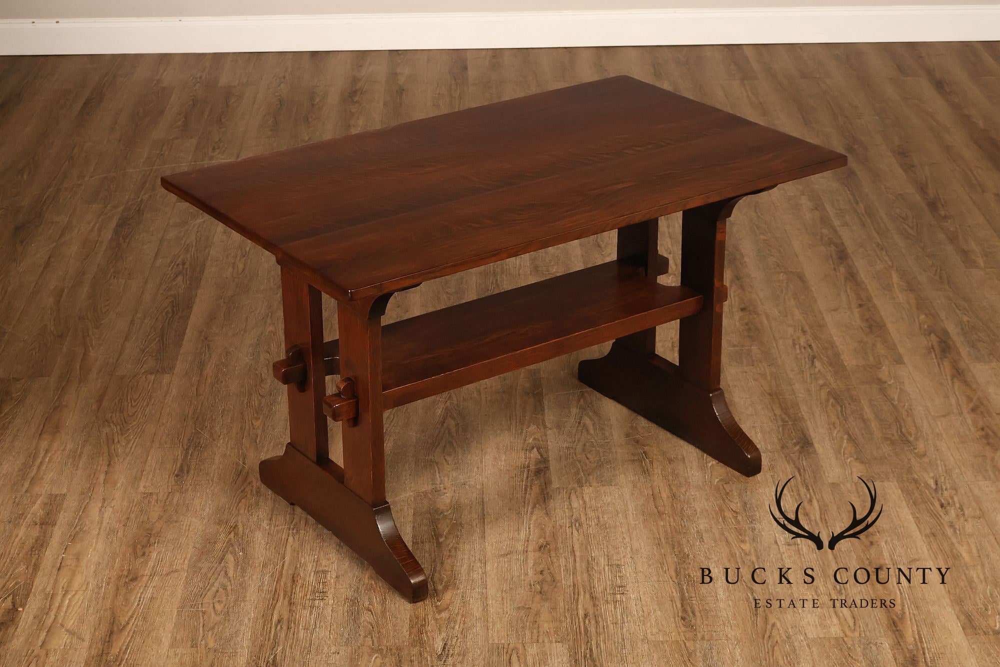 Gustav Stickley Mission Oak Trestle Library Table