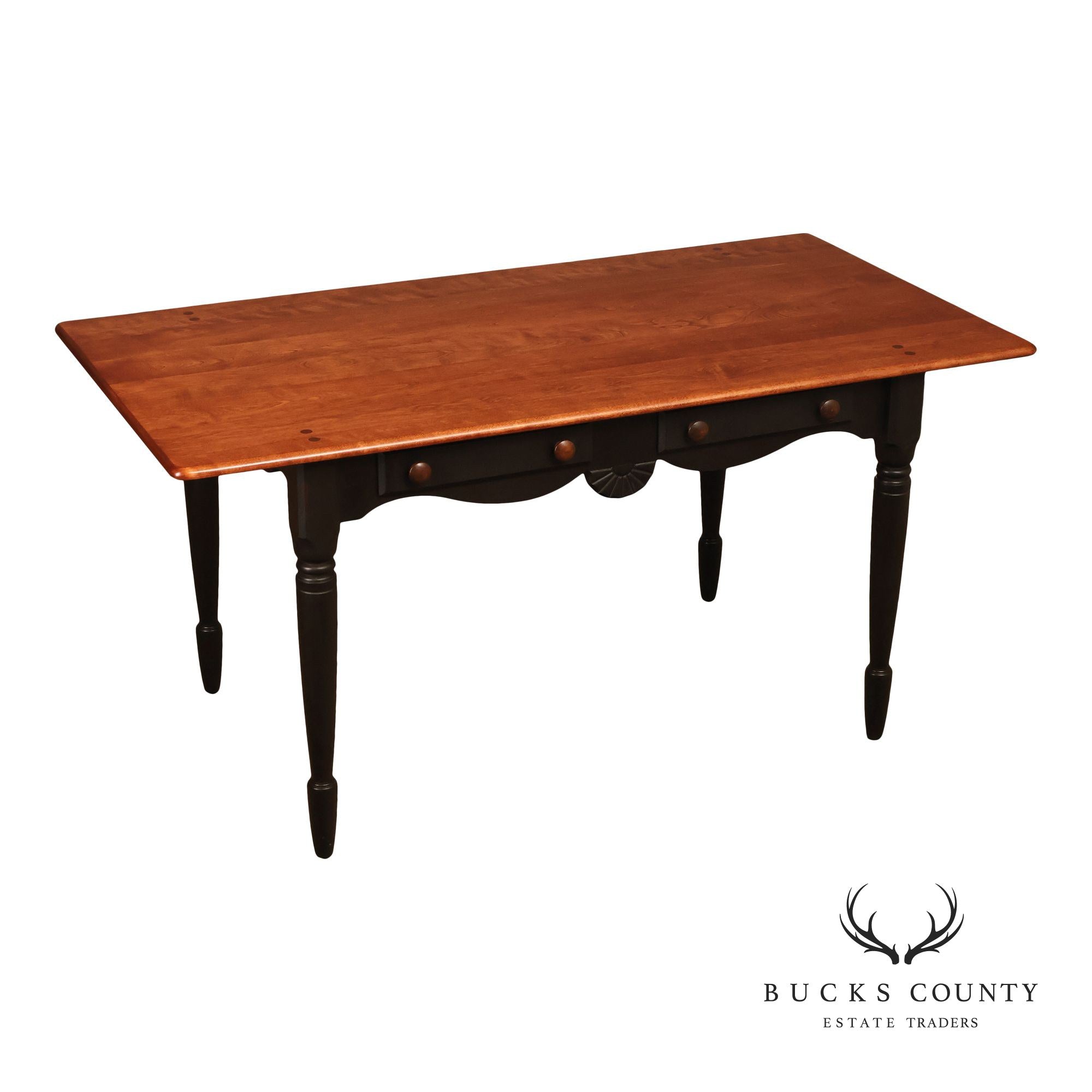 Nichols & Stone Maple Farmhouse Style Two Drawer Dining Table Or Desk