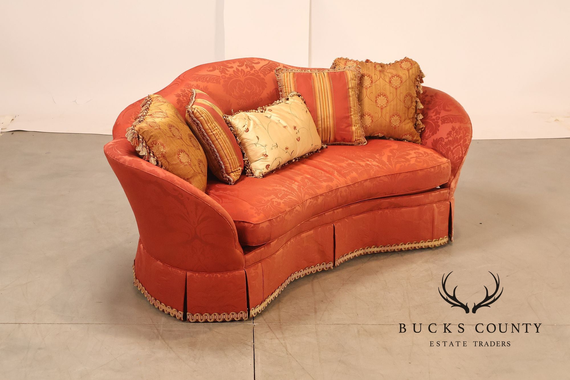 Hickory Chair Company Pair Of Custom Upholstered Silk Damask Sofas