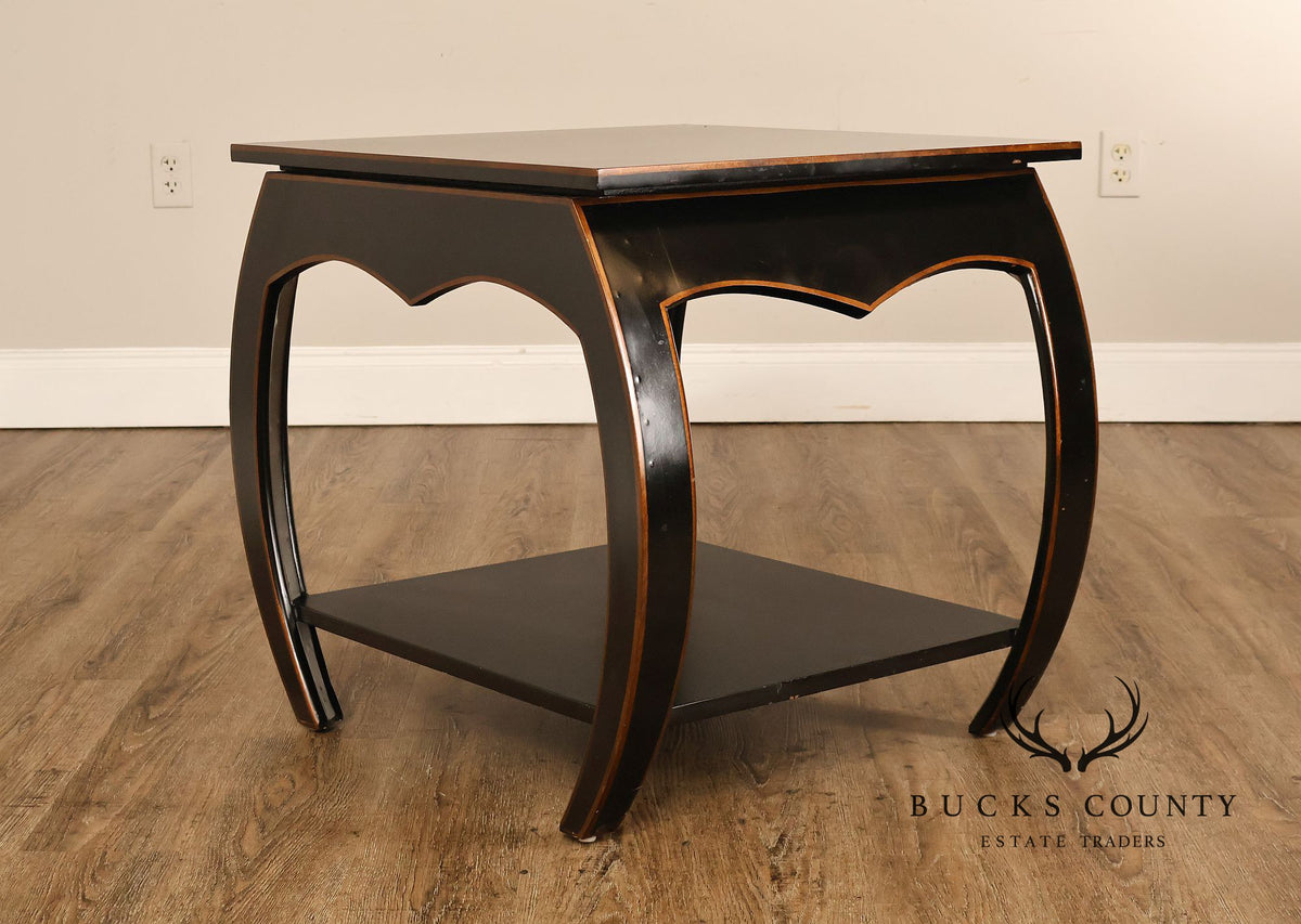 Harden Black Lacquered Chinoiserie Style Side Table With Inlay