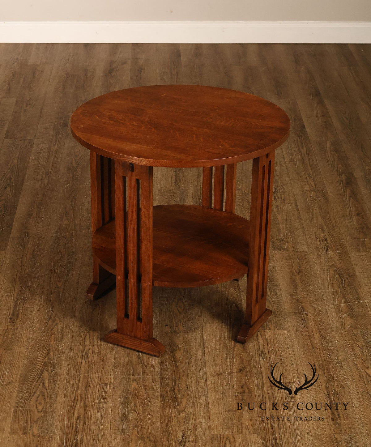 Stickley Mission Collection Oak Round Lamp Table