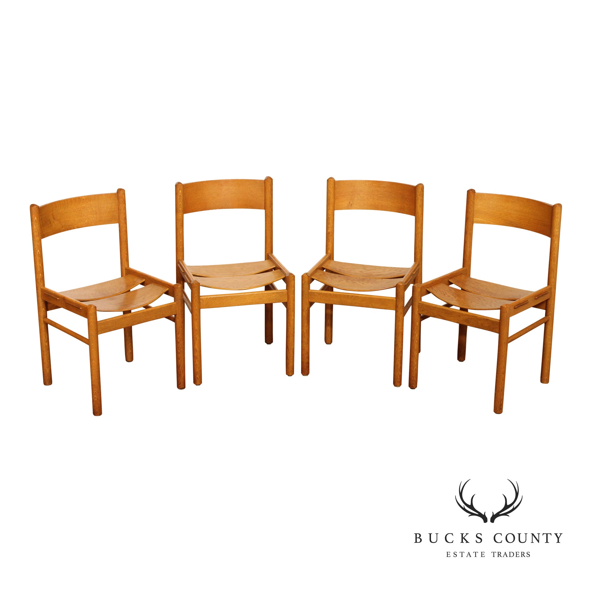 Grete Jalk Danish Modern Set of Four Oak Dining Chairs