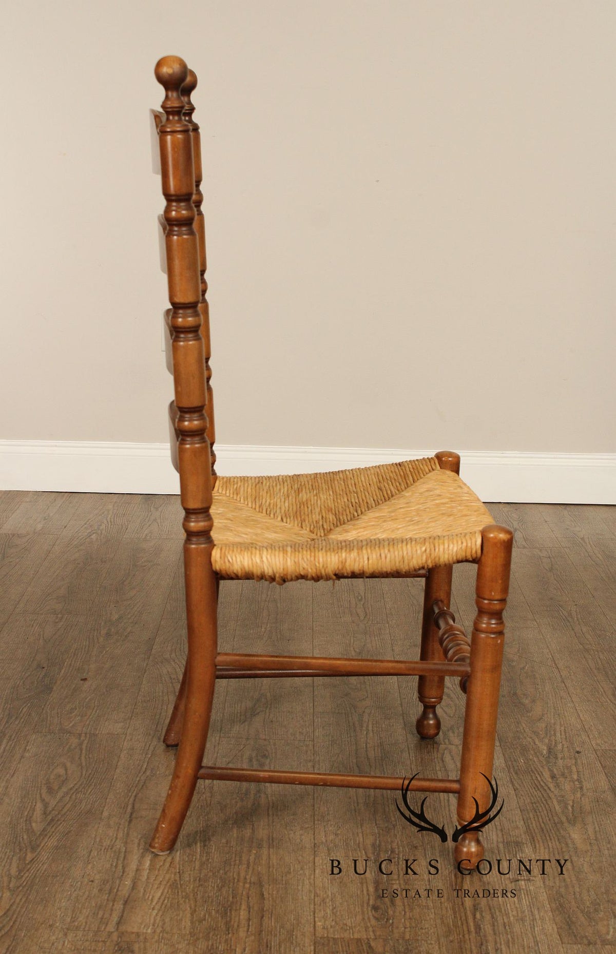 L. Hitchcock Early American Style Set of Four Rush Seat Dining Chairs