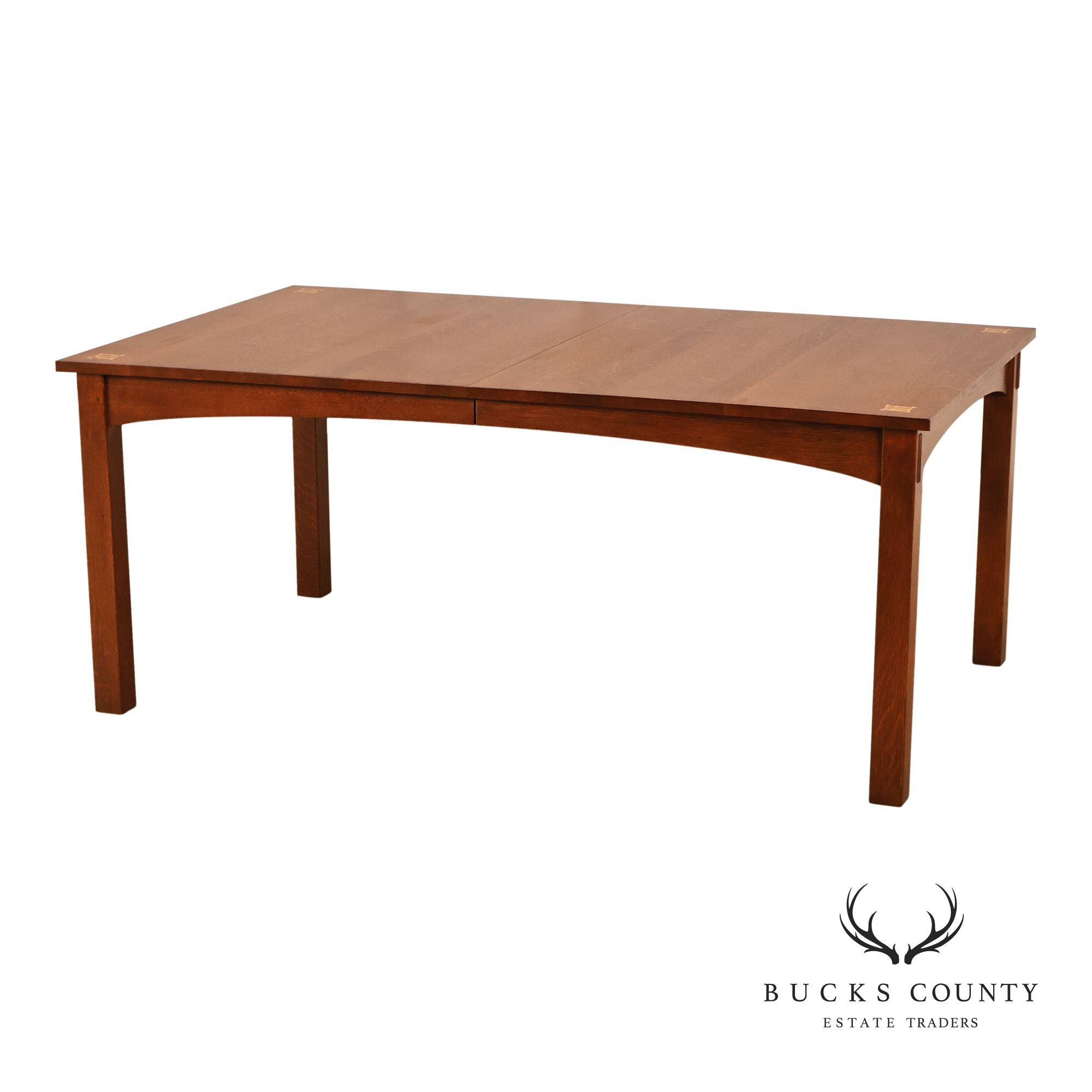 Stickley Mission Collection Harvey Ellis Inlaid Oak Extendable Dining Table