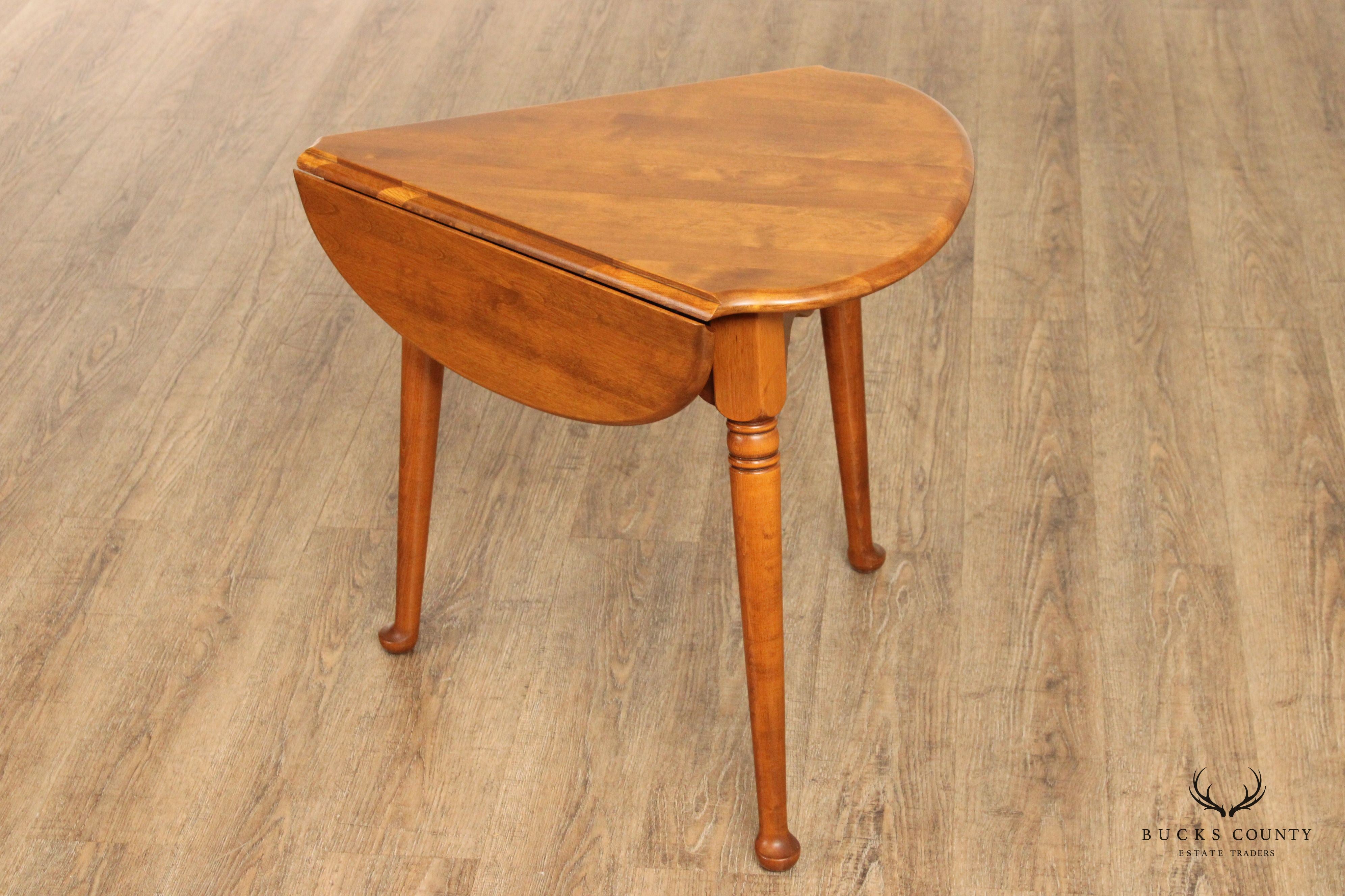Ethan Allen American Traditional Maple Pair Drop Leaf Corner Tables