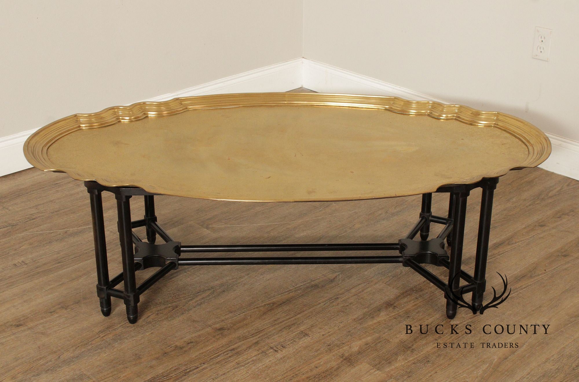 Baker Furniture Hollywood Regency Brass Tray Top Coffee Table