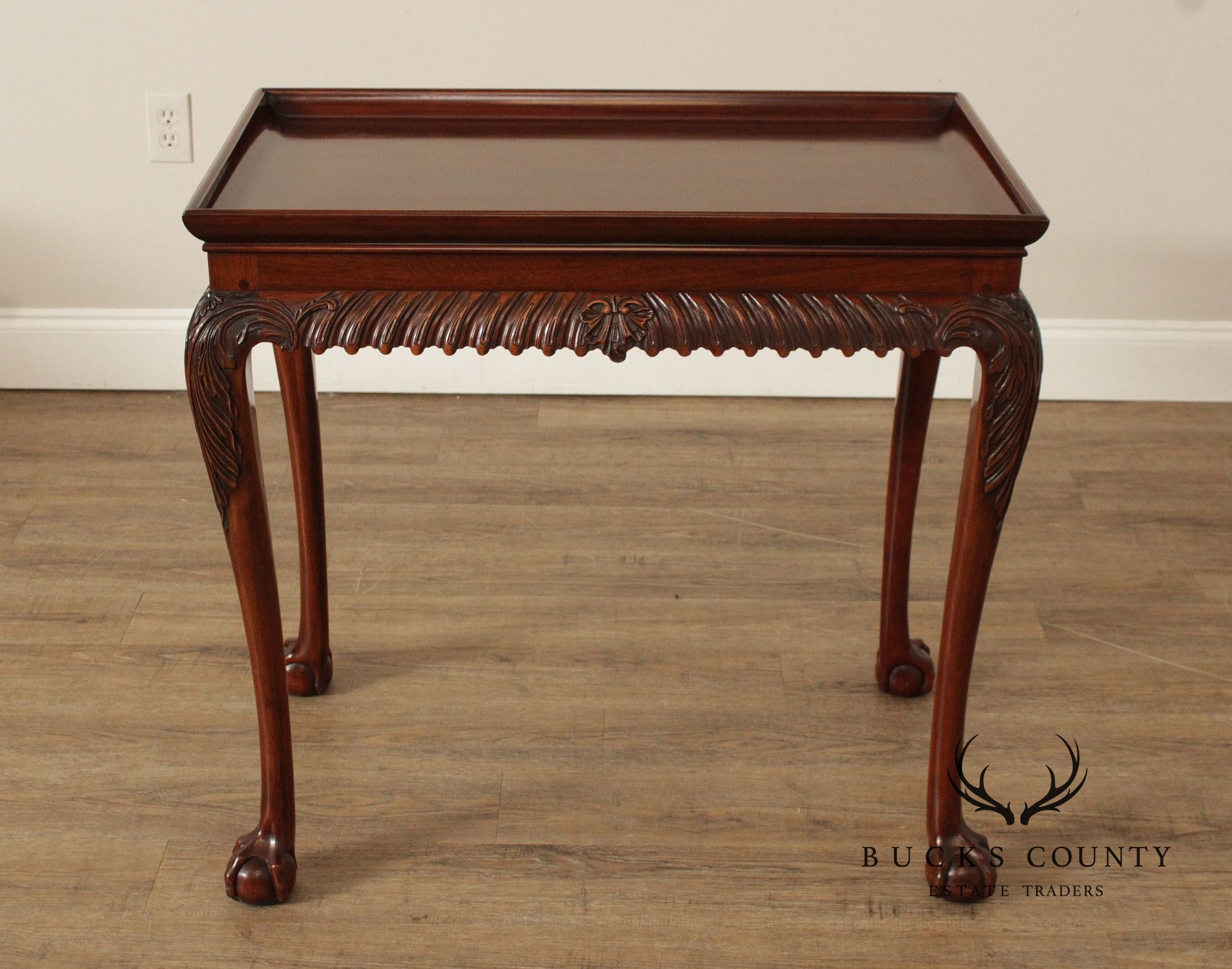 Kindel Chippendale Style Carved Mahogany Tea Table