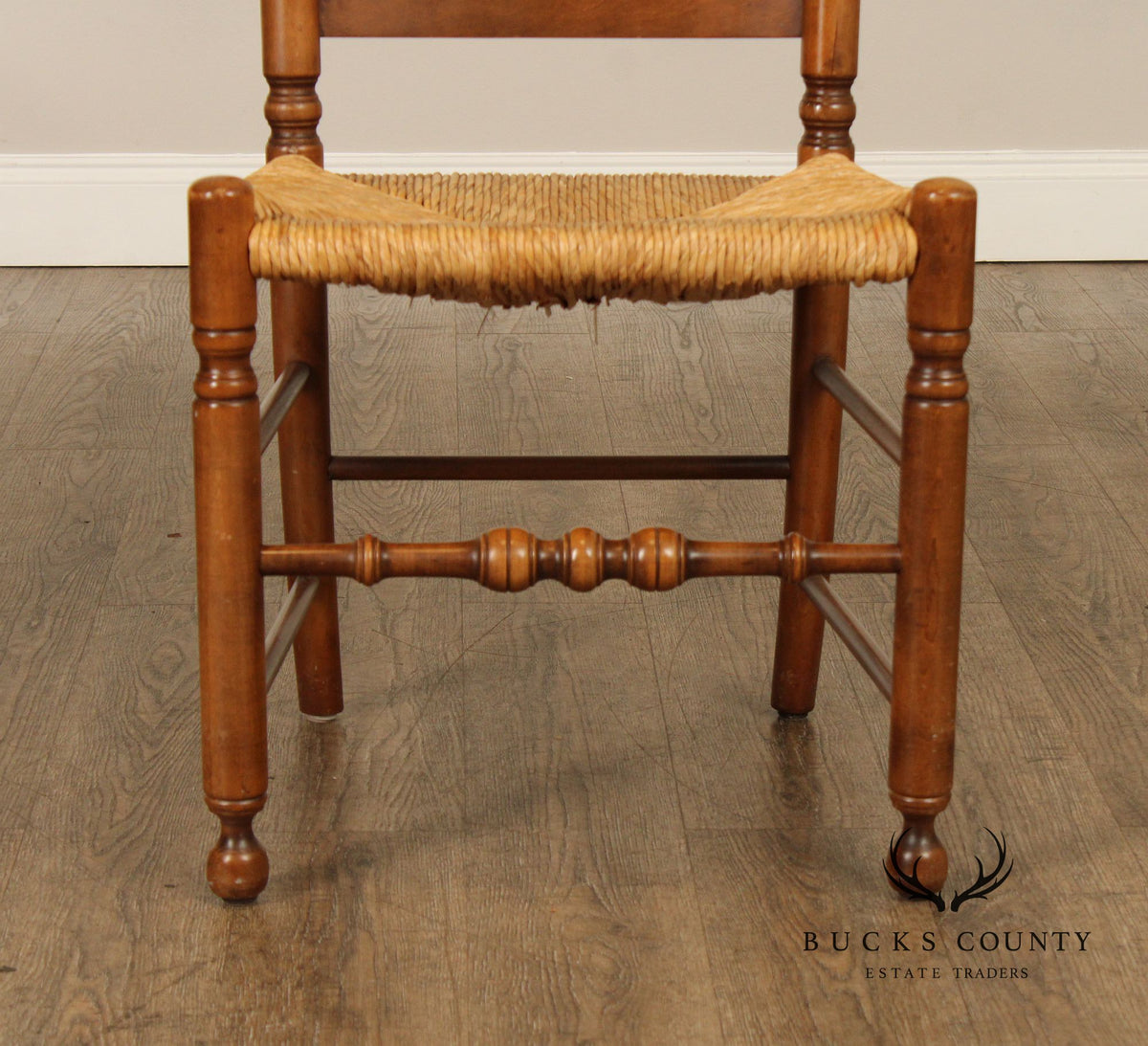 L. Hitchcock Early American Style Set of Four Rush Seat Dining Chairs