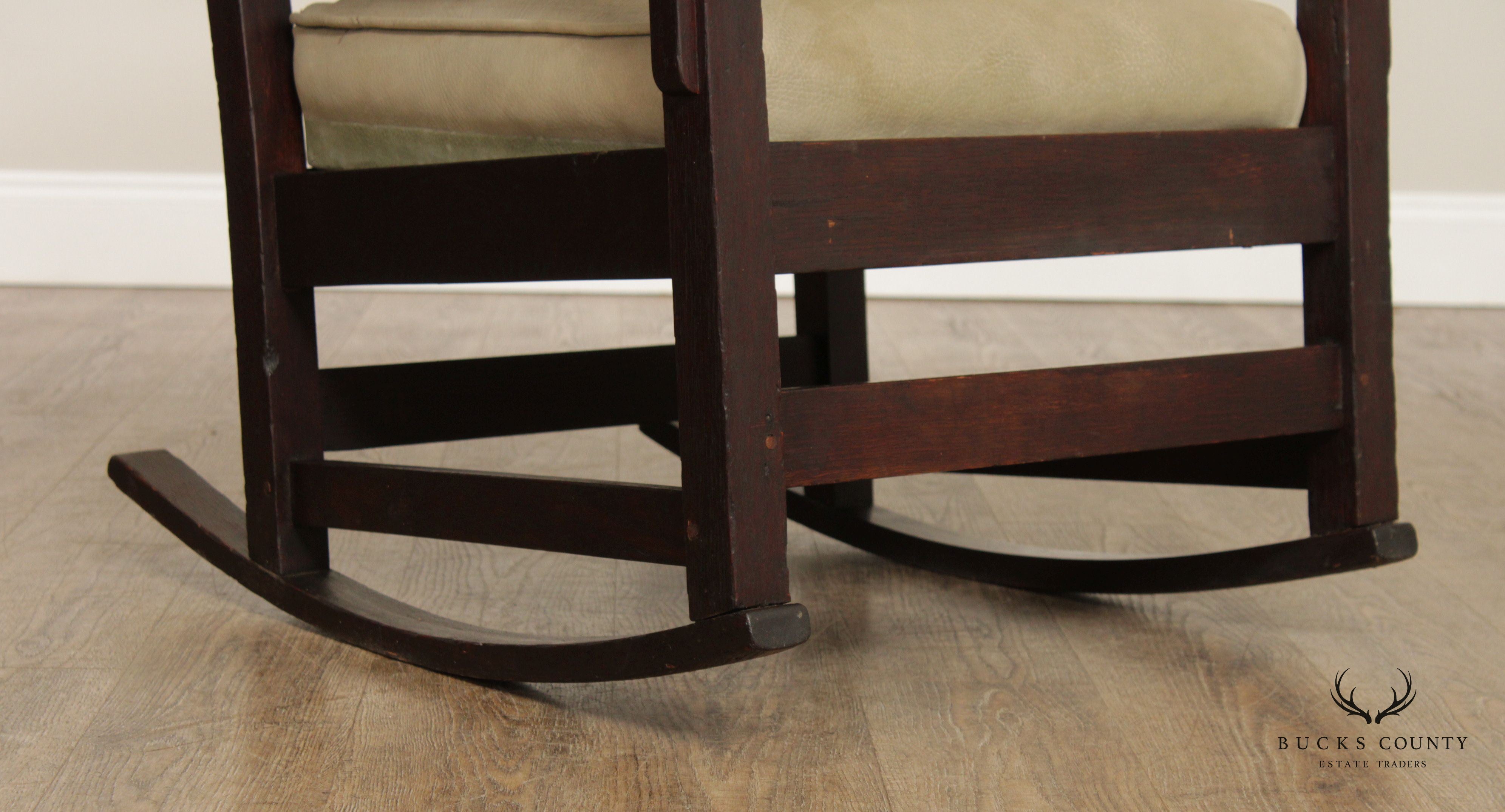 Gustav Stickley Antique Oak Arts & Crafts Rocking Chair model #393