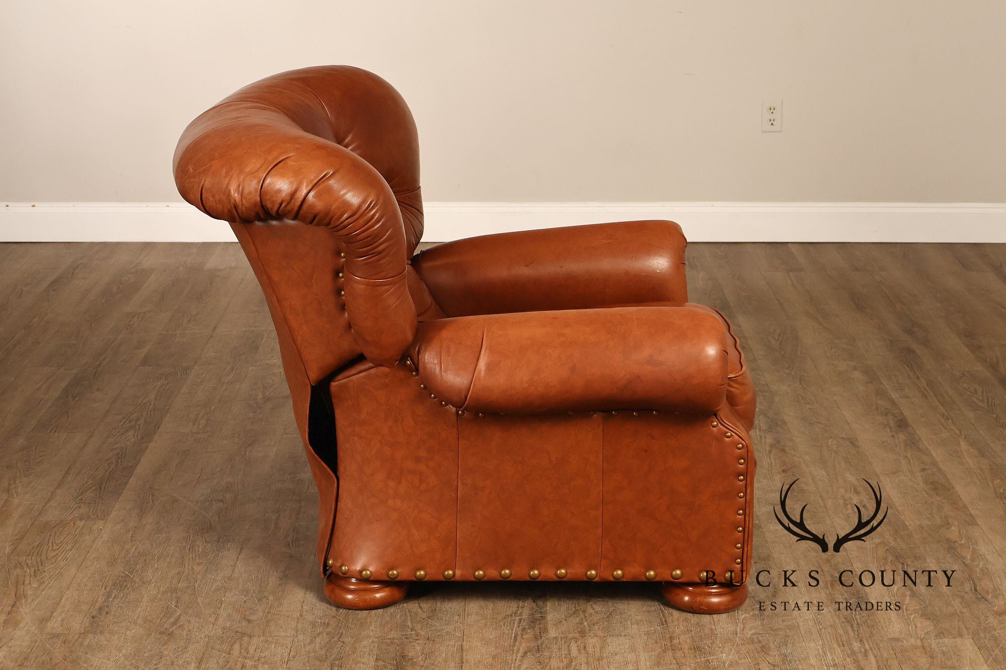 La-Z-Boy Tufted Leather Recliner Chair and Ottoman