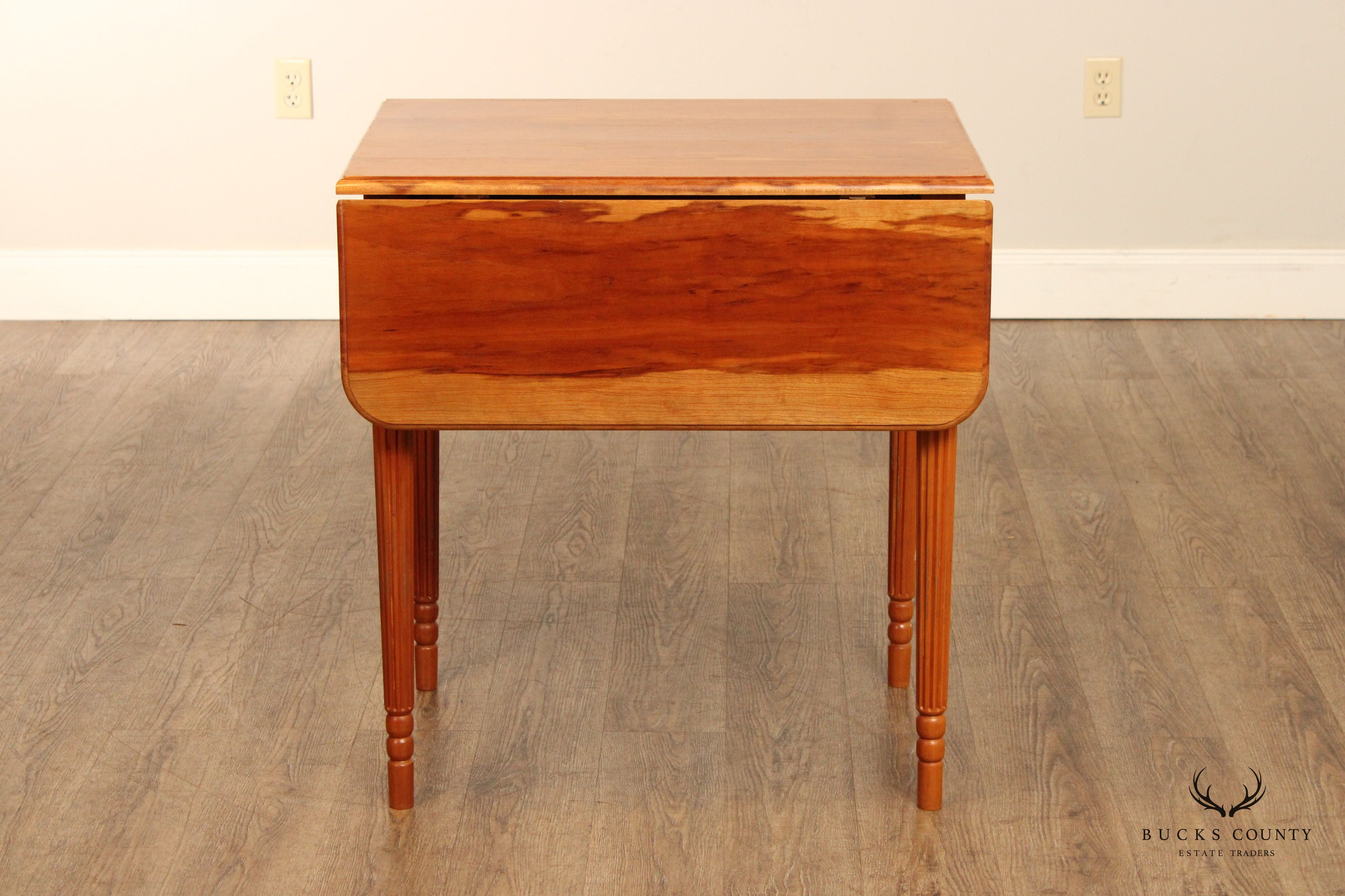 Sheraton Style Handcrafted Cherry Drop Leaf Pembroke Table By G. Poos