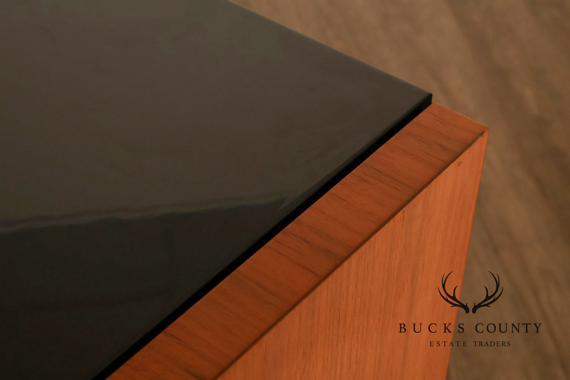 Mid Century Modern Black Top Credenza