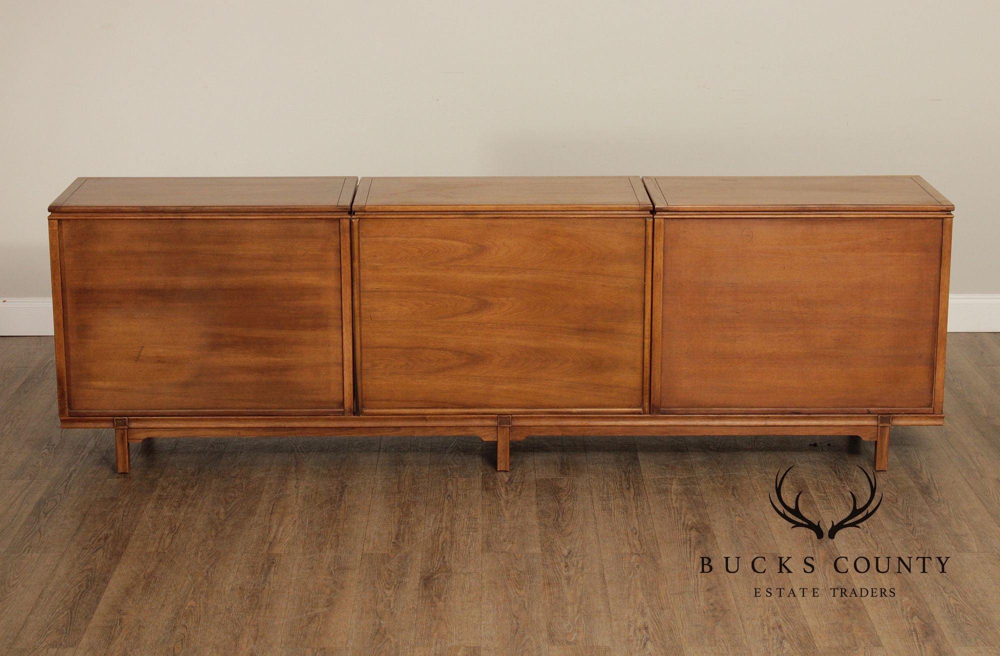 Mid Century Modern Long Sculpted Walnut Sideboard