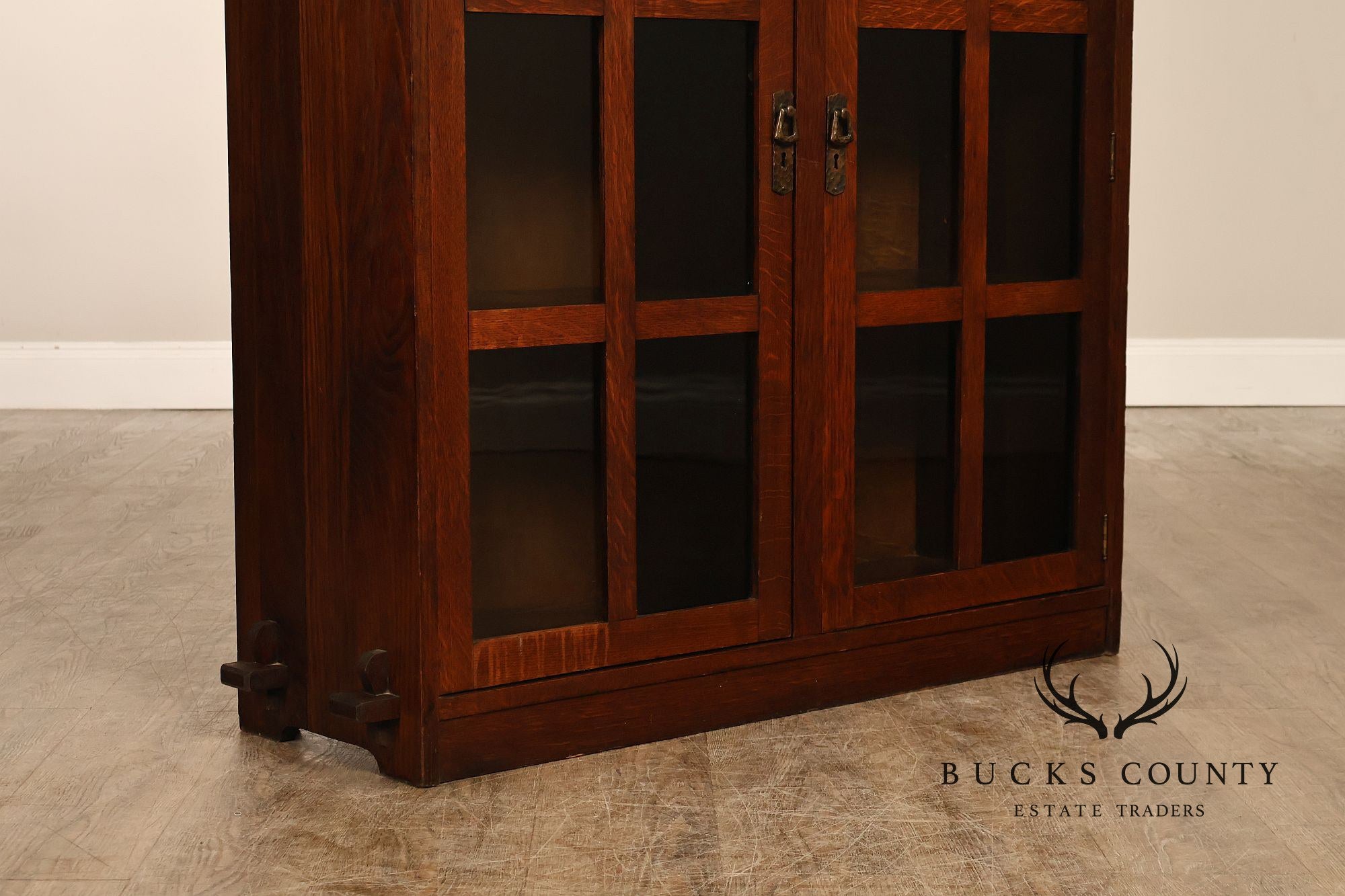 Antique Lifetime Mission Oak Two Door Bookcase Cabinet
