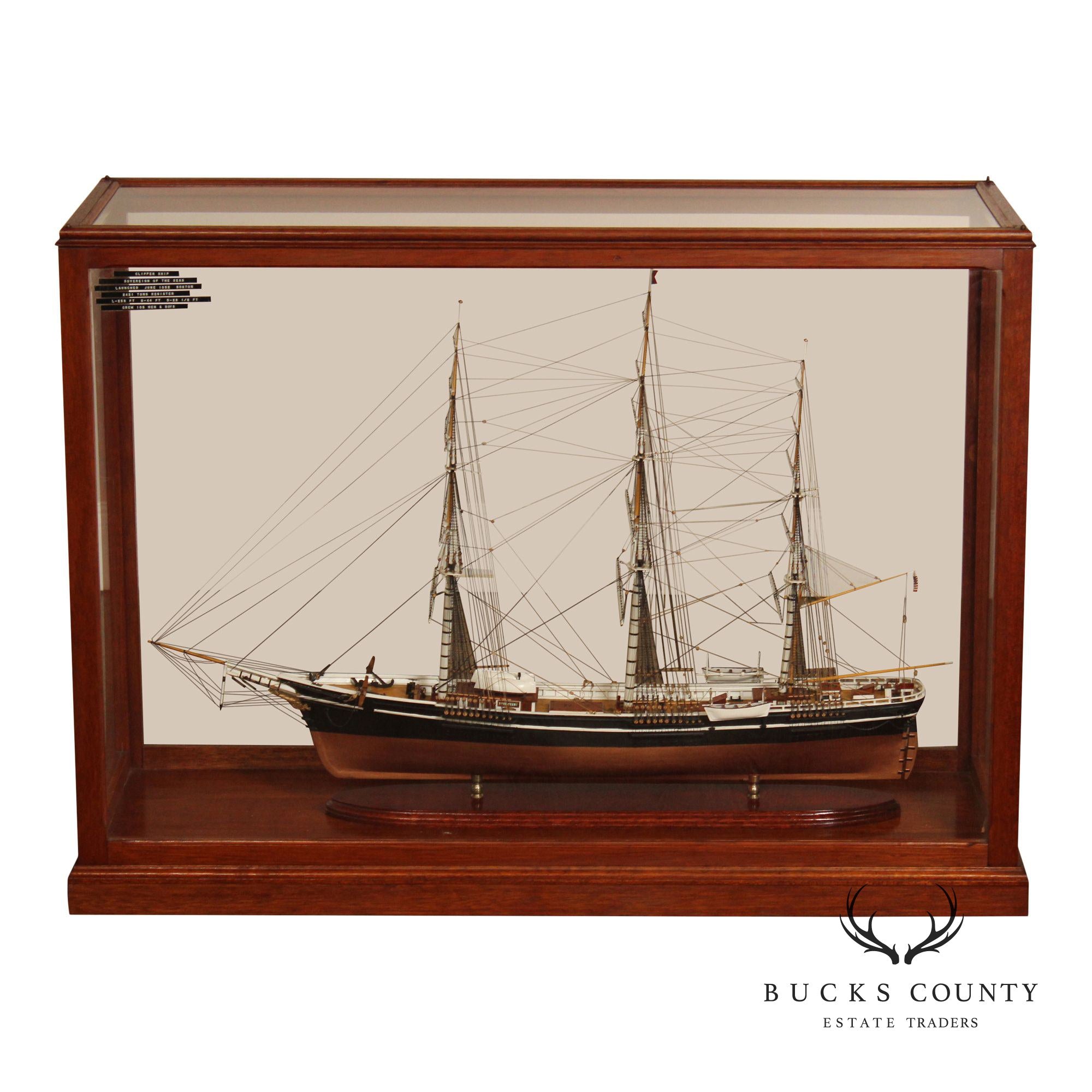 Model Ship 'Sovereign of the Seas' In Display Case