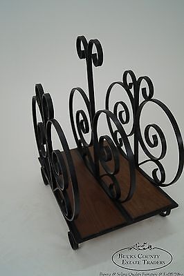 Custom Ornate Scrolled Wrought Iron Spanish Style Magazine Stand