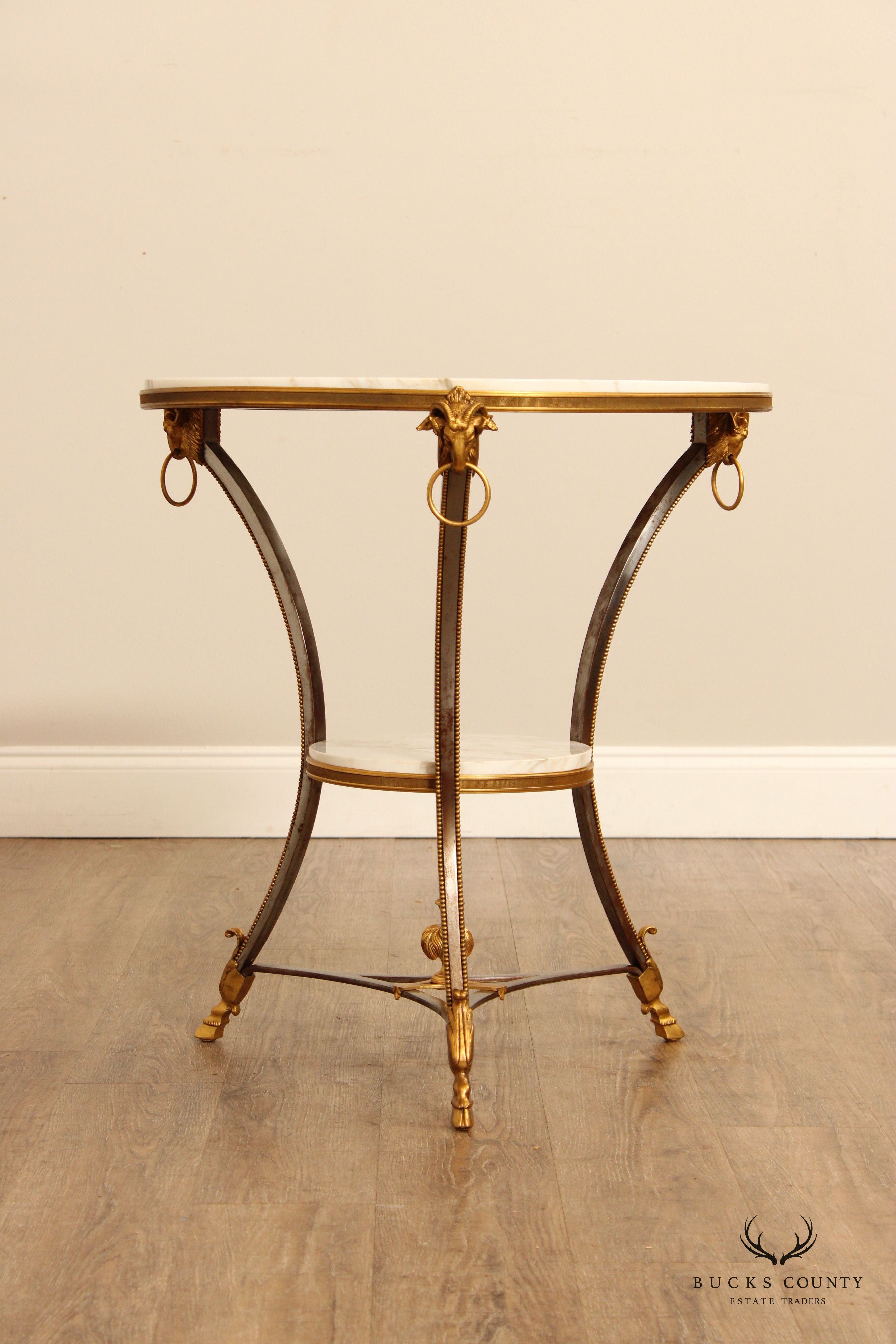 French Louis XVI Style Fine Quality Gilt Bronze Marble Top Gueridon Side Table