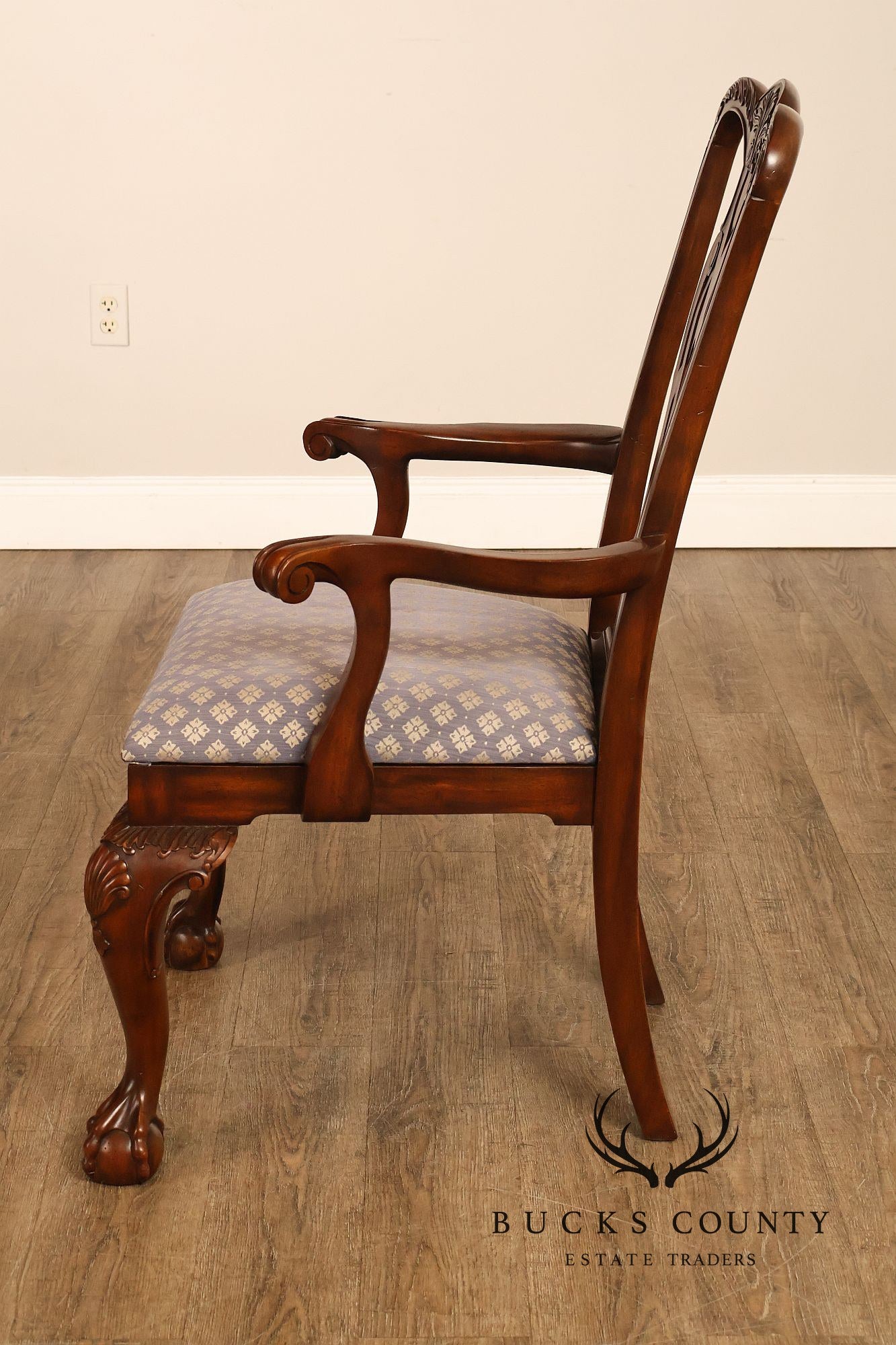 Maitland Smith Chippendale Style Pair Of Mahogany Armchairs