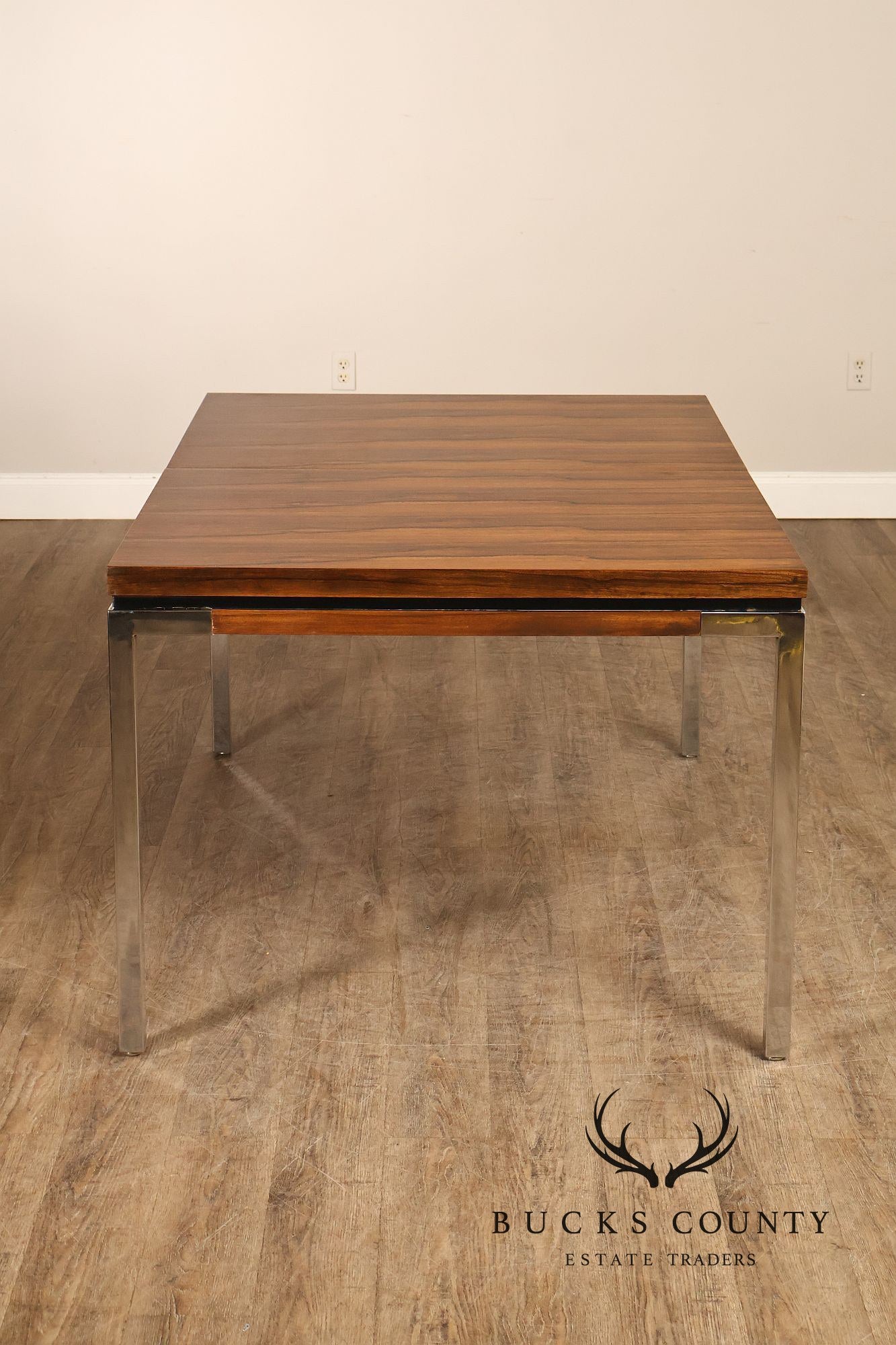 Mid Century Modern Expandable Rosewood and Chrome Dining Table