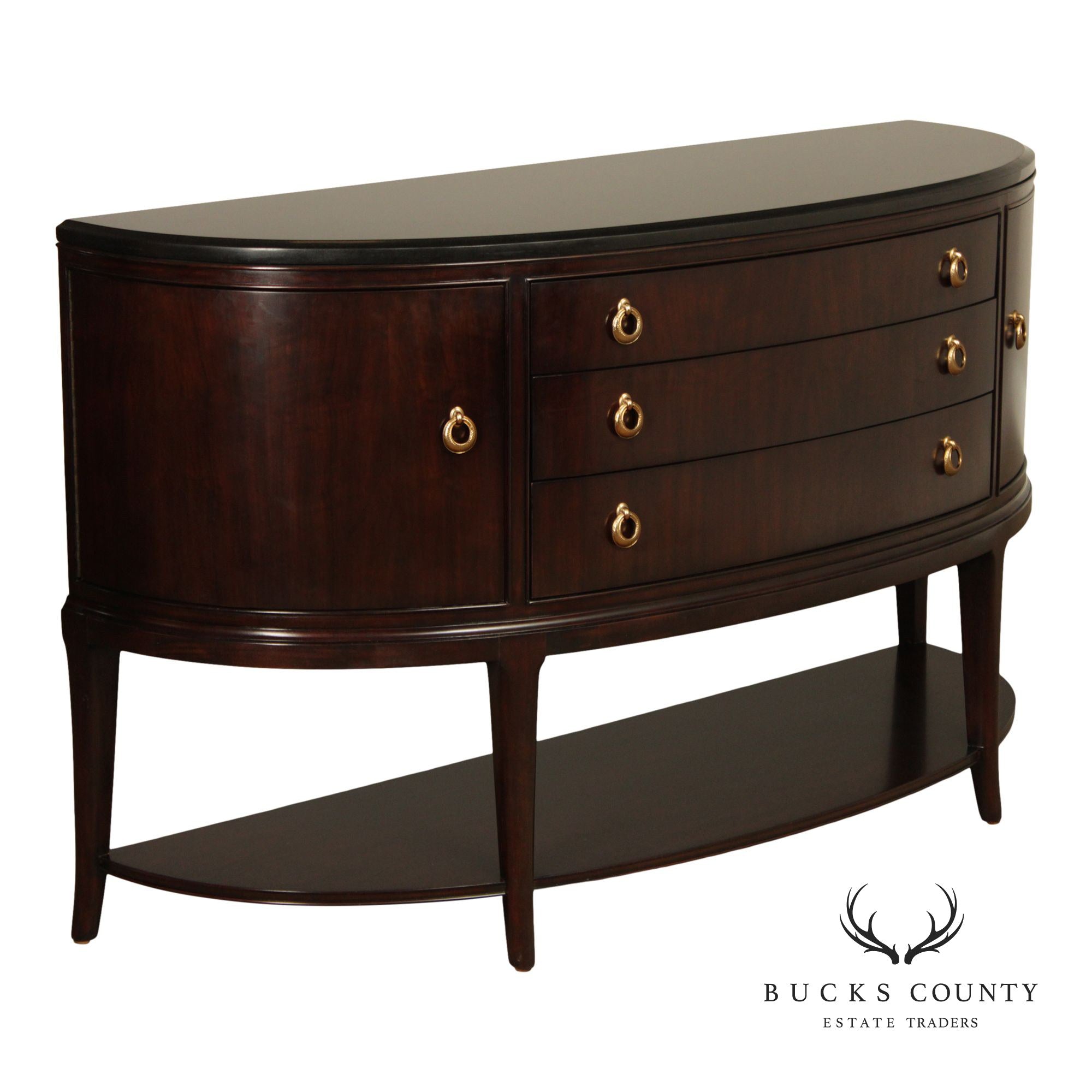 Thomasville Art Deco Style Bogart Collection Granite Top Demilune Sideboard