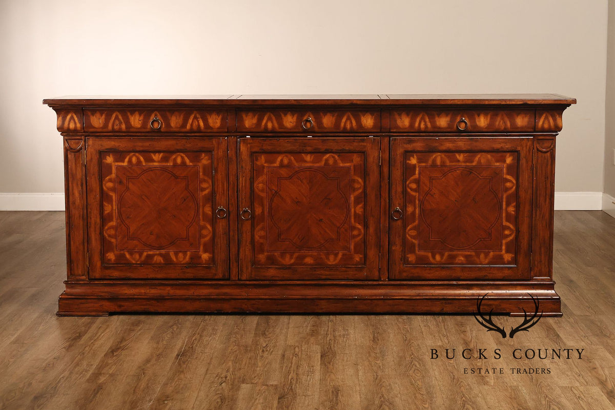 Traditional Georgian Style Inlaid Three Door Credenza Sideboard