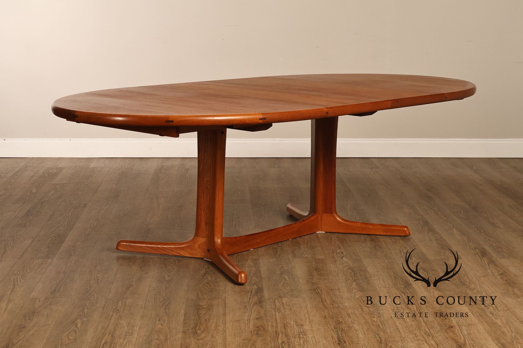 Dyrlund Danish Modern Teak Oval Extension Dining Table