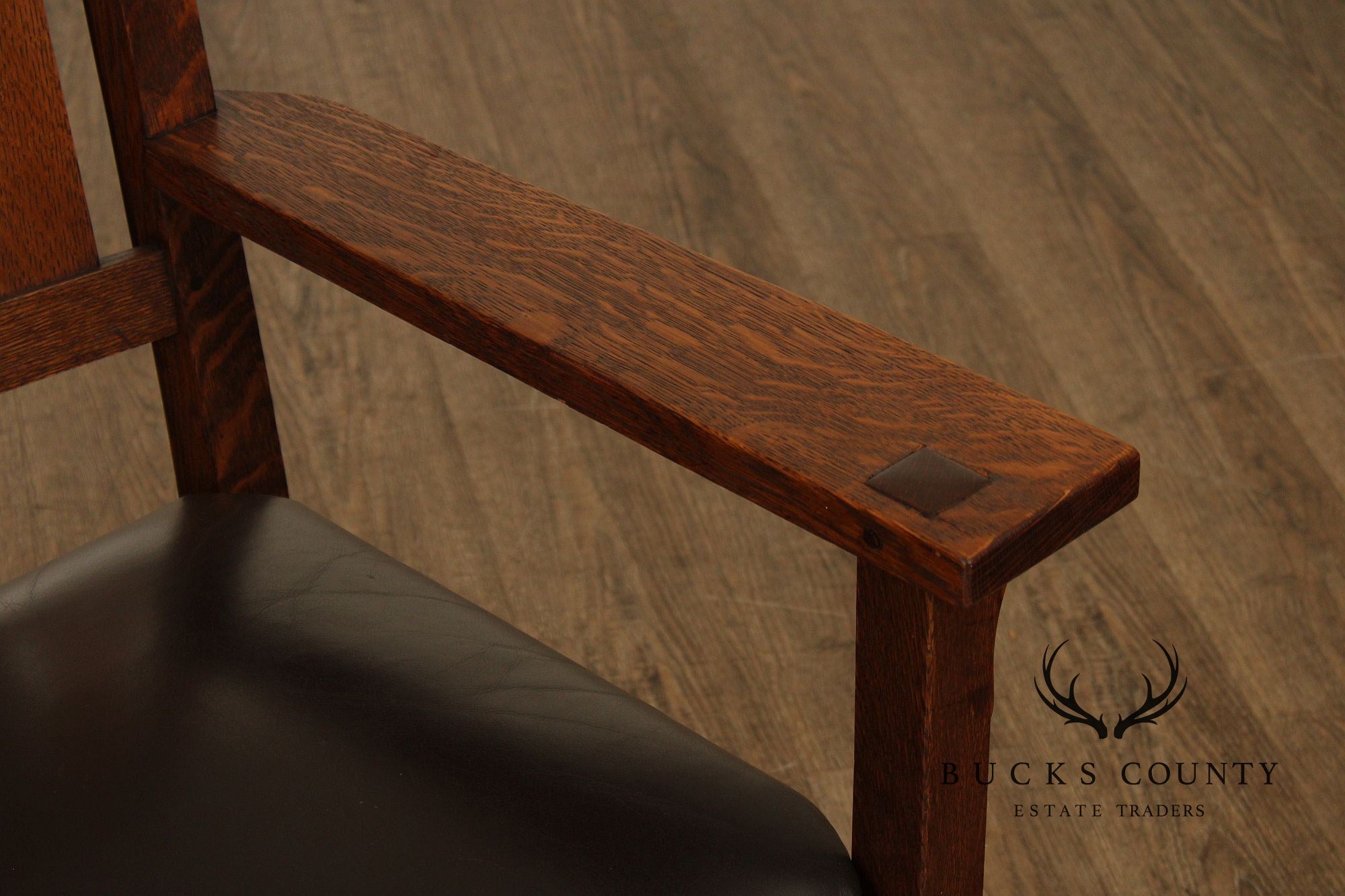 Gustav Stickley Mission Oak and Leather Rocker