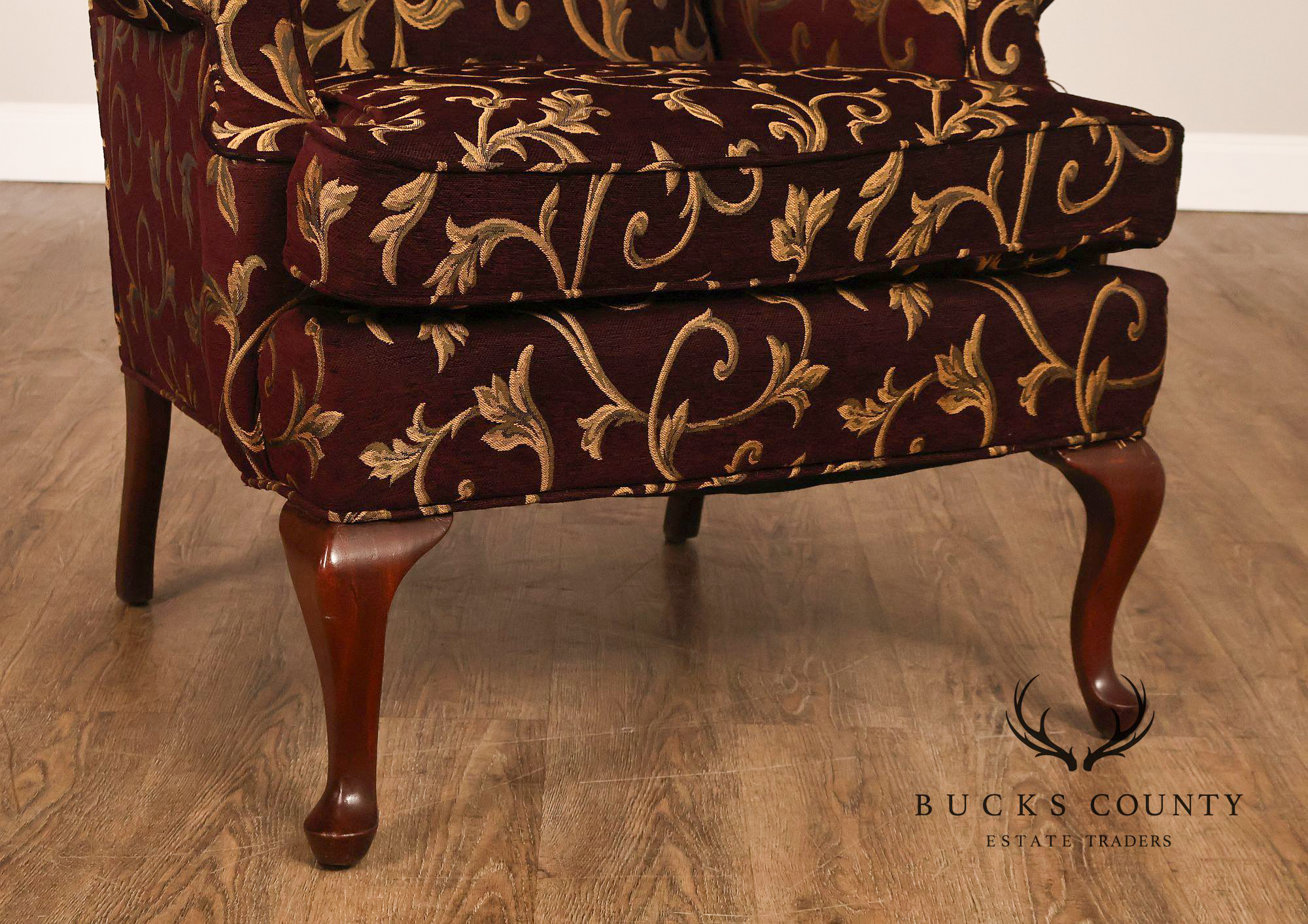 Traditional Queen Anne Style Upholstered Wingback Chair